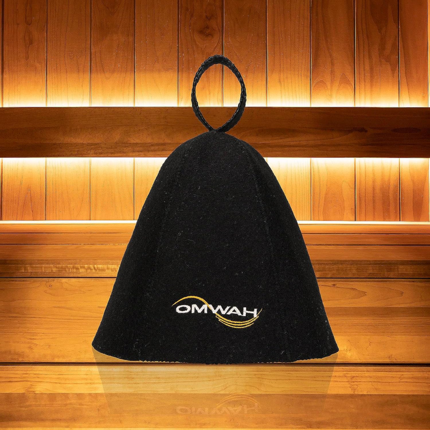 OMWAH Sauna Hat for Women and Men, 100% Wool Handmade Premium Banya Hat, Protect Hair and Stay in Sauna Longer, Enhance Sauna Benefits  Regulate Temperature, Gift for Sauna Users, Sauna (Black)