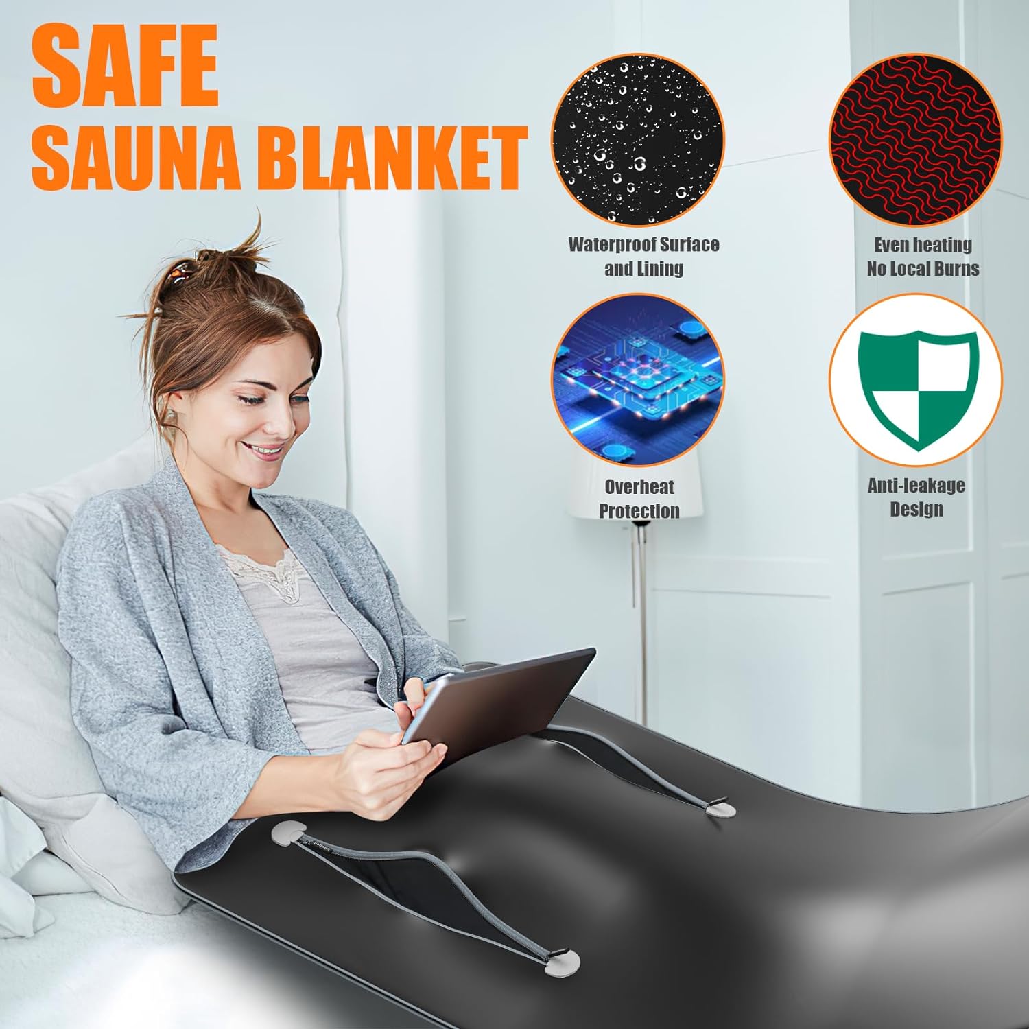 Sauna Blanket for Detoxification, Far Infrared Sauna Blanket, Portable Sauna Infrared Blanket for Home Sauna Relaxation, 113-176℉, 30-60 Minutes Timer, 6 ft x 2.62 ft