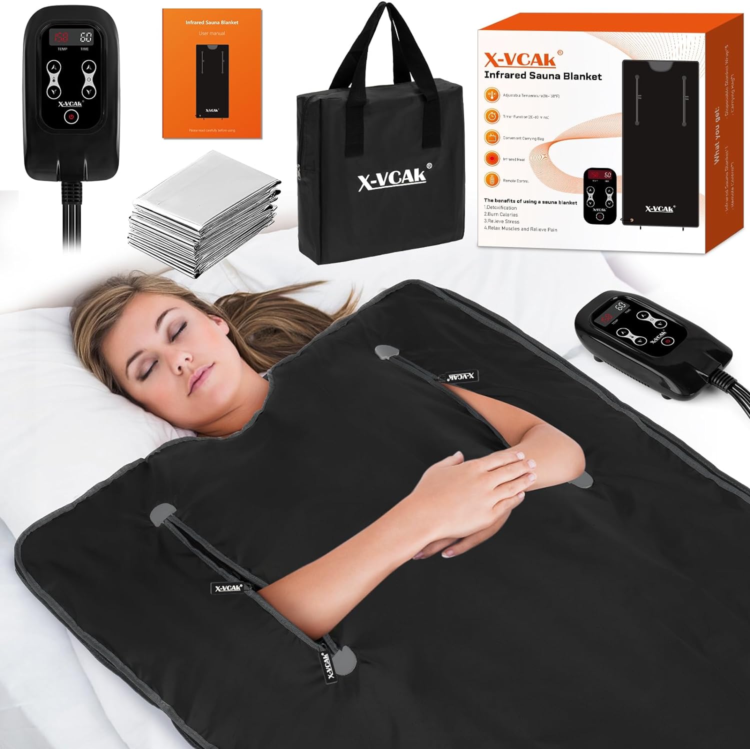 Sauna Blanket, Sauna, Portable Sauna for Home, 86-158℉, 20-60 Minutes Timer, 6 ft x 2.62 ft