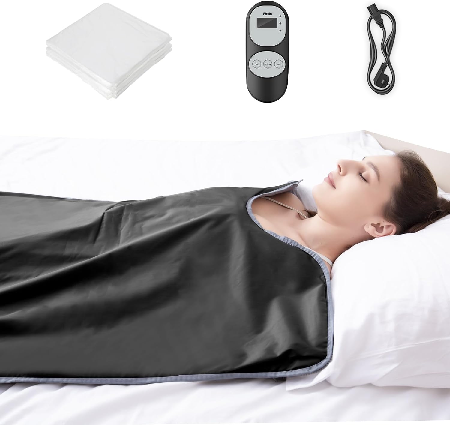 Infrared Sauna Blanket for Detoxification Portable Far Infrared Sauna Blanket Heating for Exercise Recovery Sauna Blanket with 77–176 °F Temp Range Sauna Blanket for Home Therapy Black