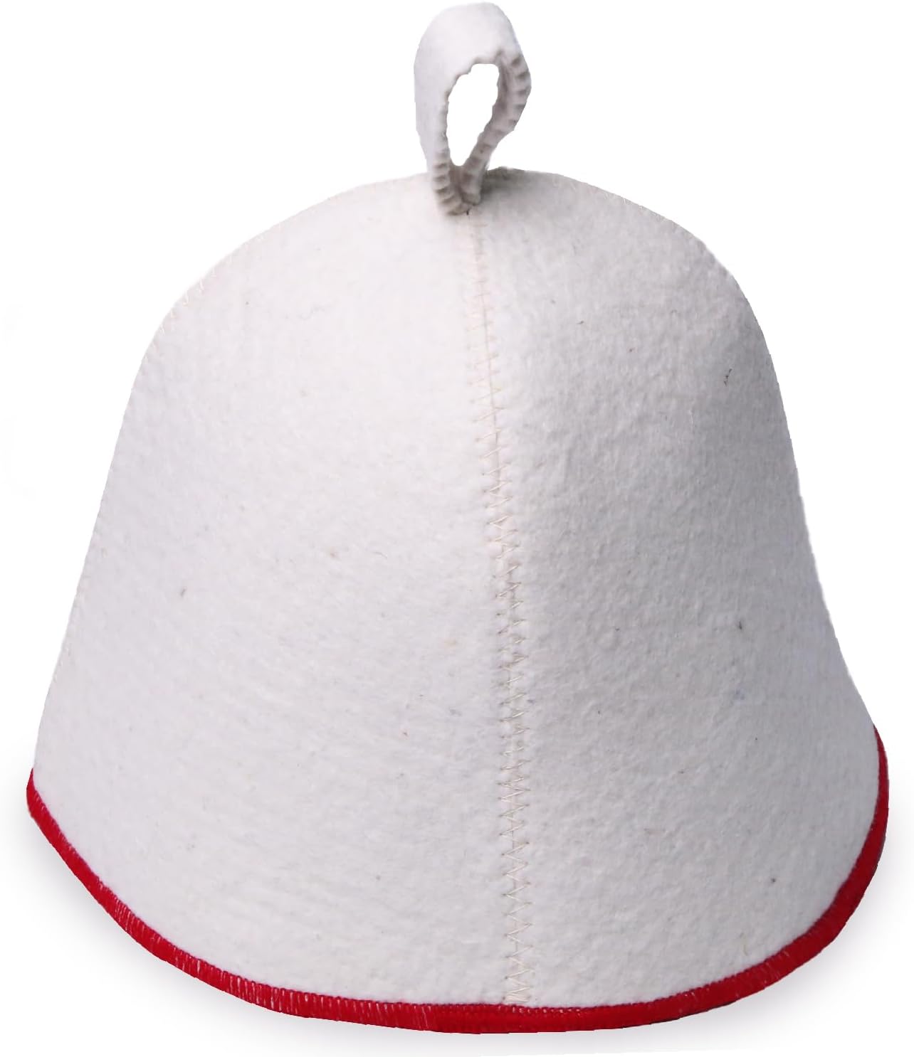 PetriStor Sauna Hat Comfort - Sauna Hat for Women - Wool Sauna Hat - Sauna Hat for Men - Bathhouse hat - Natural Felt Sauna Cap (White with red)