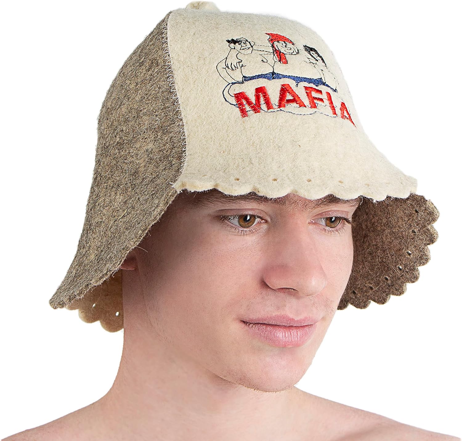 Wool Finnish Sauna Hat Embroidered in Russian Mafia - Banya Russian Sauna Hat for Men Ukraine Sauna Hat Wool - Sauna Cap Hut Sauna Hats