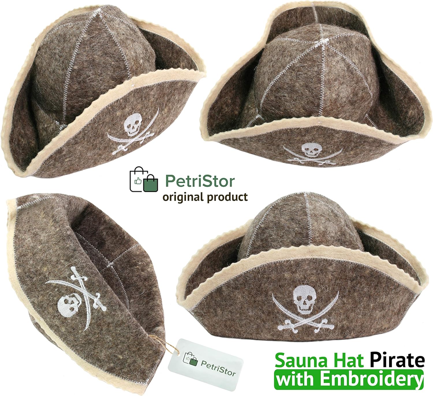 Wool Sauna Hat for Men and Women Pirate Protect Hair - Filibuster Sauna Cap for Men - Banya Hat for Men - Felt Sauna Hat Wool 100% Natural - Sauna Hair Protector - Home Sauna Accessories Luxury