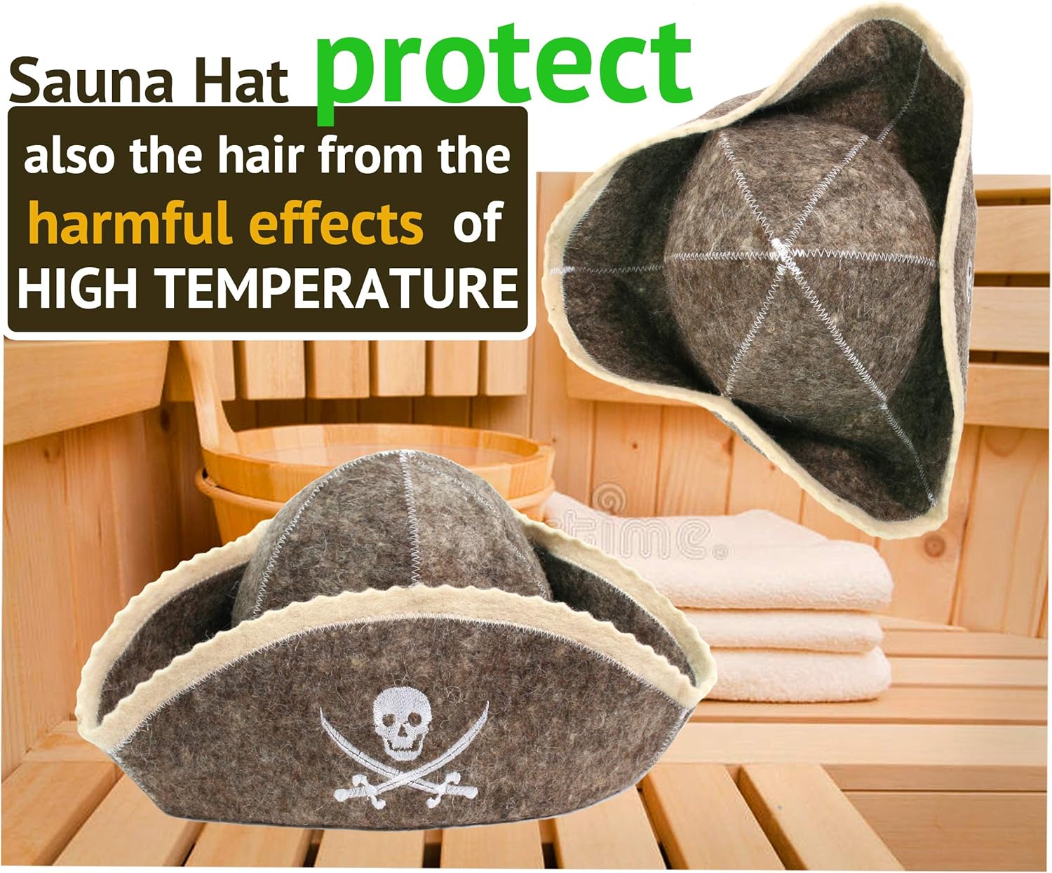 Wool Sauna Hat for Men and Women Pirate Protect Hair - Filibuster Sauna Cap for Men - Banya Hat for Men - Felt Sauna Hat Wool 100% Natural - Sauna Hair Protector - Home Sauna Accessories Luxury