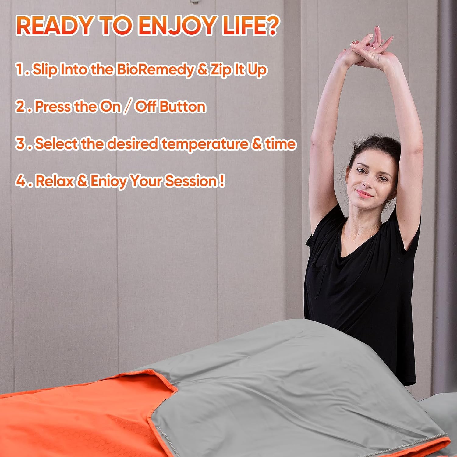 Far Infrared Sauna Blanket for Detoxification, Portable Sauna for Home Detoxification  Relaxation, Infrared Blanket Sauna with 95-176℉ Temp Range (Orange-Basic)