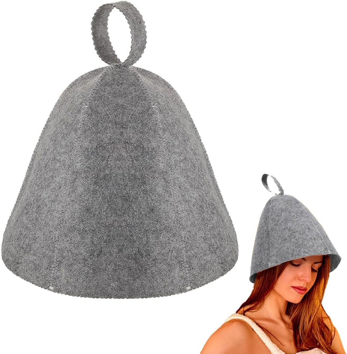 Sauna Hat, Foldable Natural Felt Cap, Soft Solid Cloche Hat, Bath Hat for Hot Dry Steam Room Bath