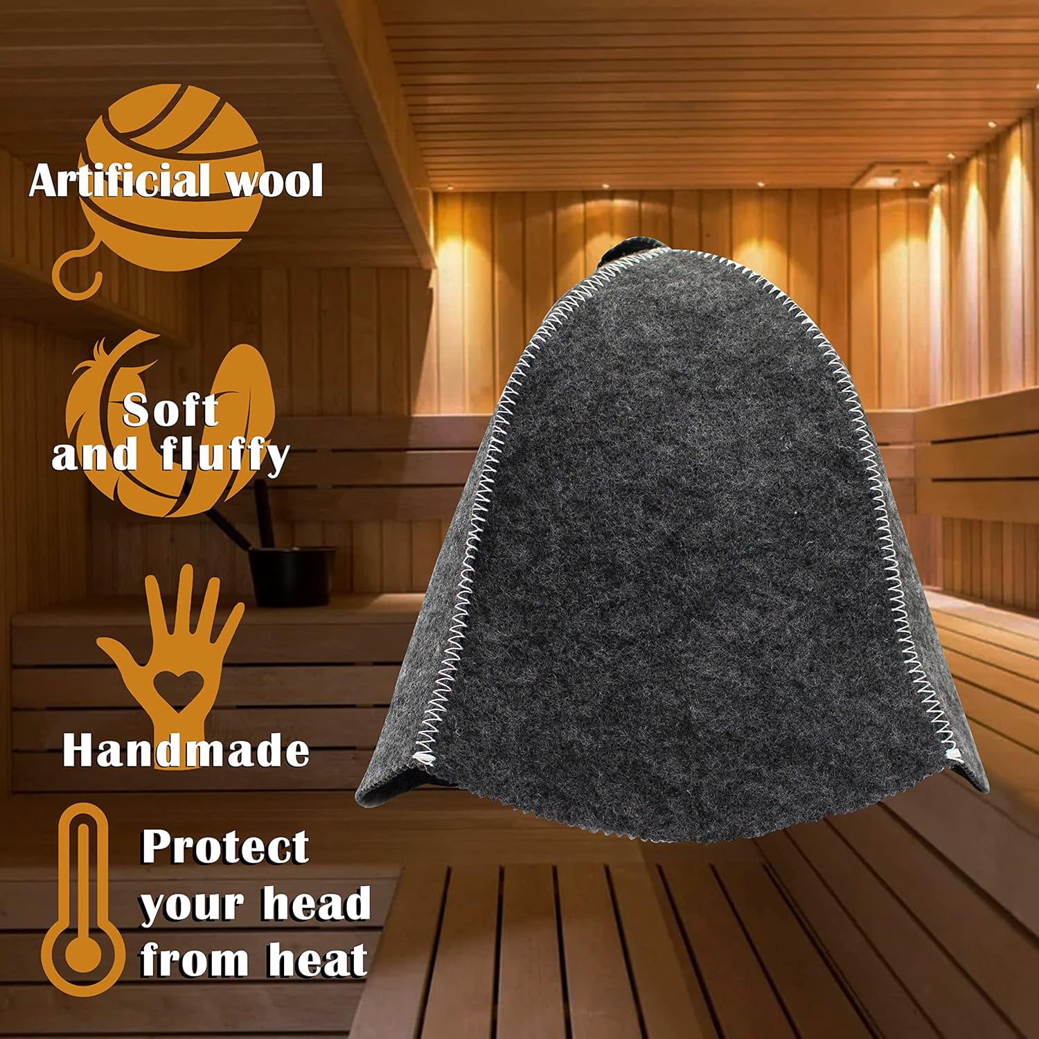 2 pcs Banya Cap Russian Sauna Hat for Men Sauna Woman’s Banya Hat Gray - Cap Sauna Accessories Kit for Women Sunlighten Sauna Accessories