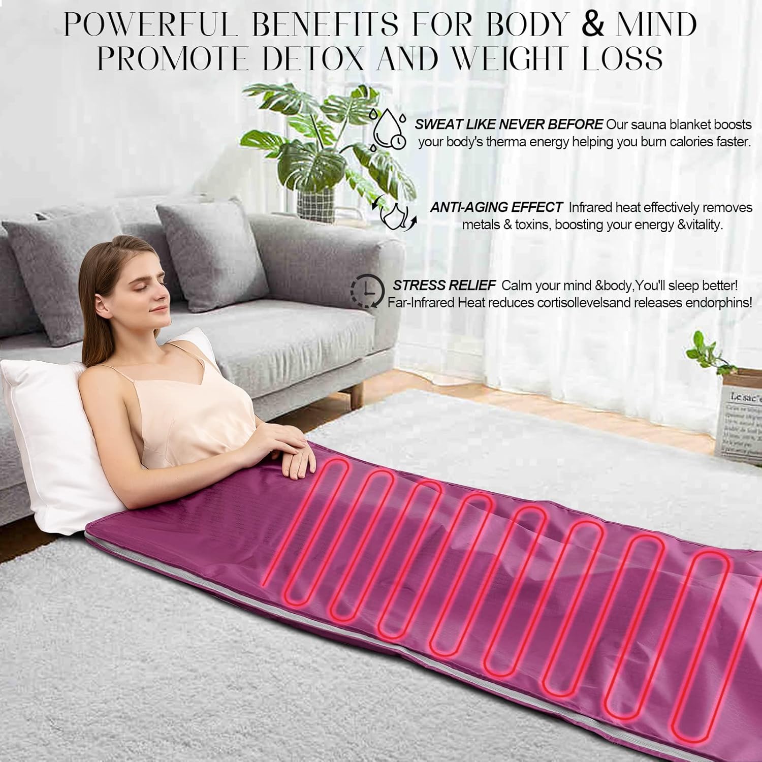 Infrared Sauna Blanket, Sauna Blanket for Home Use, Portable Sauna Infrared for Detoxification and Recovery, Adjustable 85-185°F Temperature Range