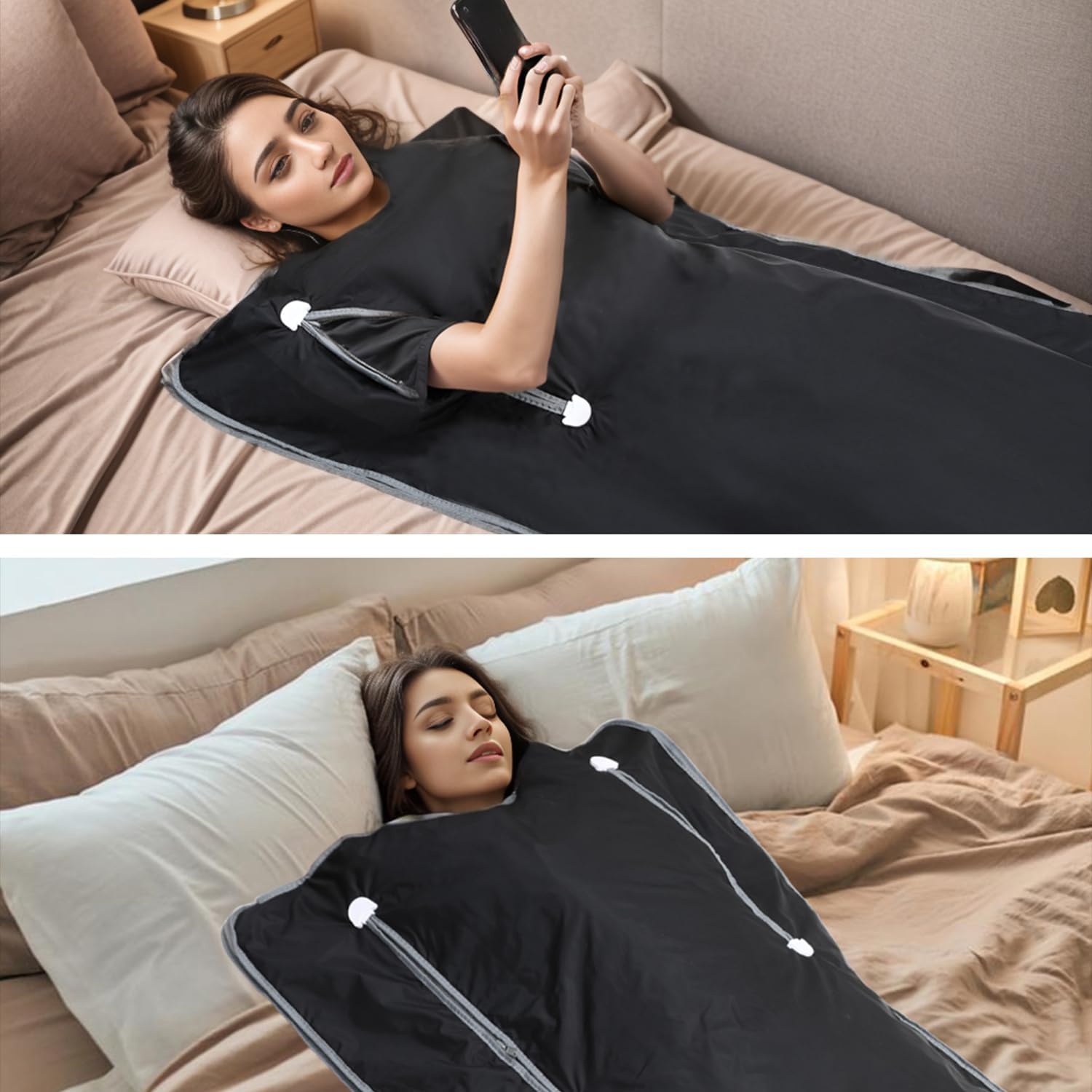 Infrared Sauna Blanket(Upgraded) 71x32 Portable Sauna Blanket Persona Infrared Blanket for Home Relaxation,Sauna Blanket with High Temperature Protection,113-176℉,30-60 Mins Timer, Black