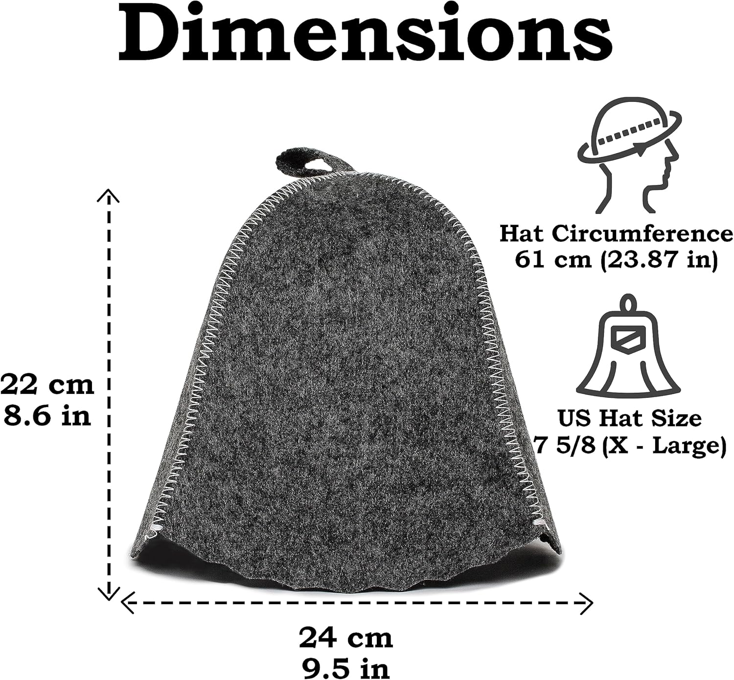 ASKOLD 2 pcs Banya Cap Russian Sauna Hat for Men - Felt Sauna Woman’s Banya Hat – Gray and White Cap Sauna Accessories Kit for Women - Sunlighten Sauna Accessories Luxury