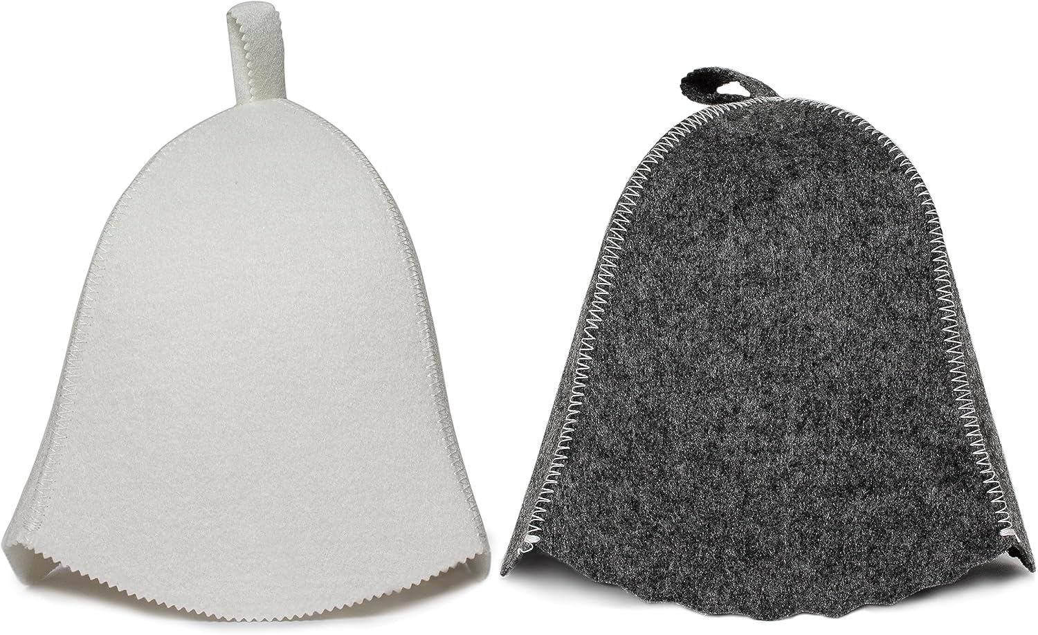 ASKOLD 2 pcs Banya Cap Russian Sauna Hat for Men - Felt Sauna Woman’s Banya Hat – Gray and White Cap Sauna Accessories Kit for Women - Sunlighten Sauna Accessories Luxury