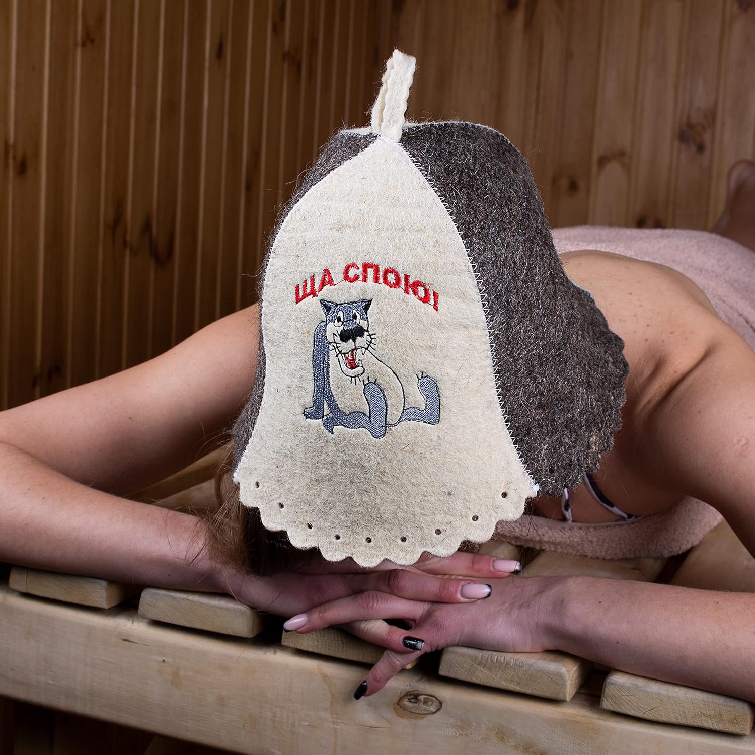 ASKOLD Wool Sauna Hat Embroidery in Russian Finnish Sauna Hat for Men - Russian Banya Hat for Men Sauna Cap for Men Felt Sauna Hat for Women Sauna Cap for Women