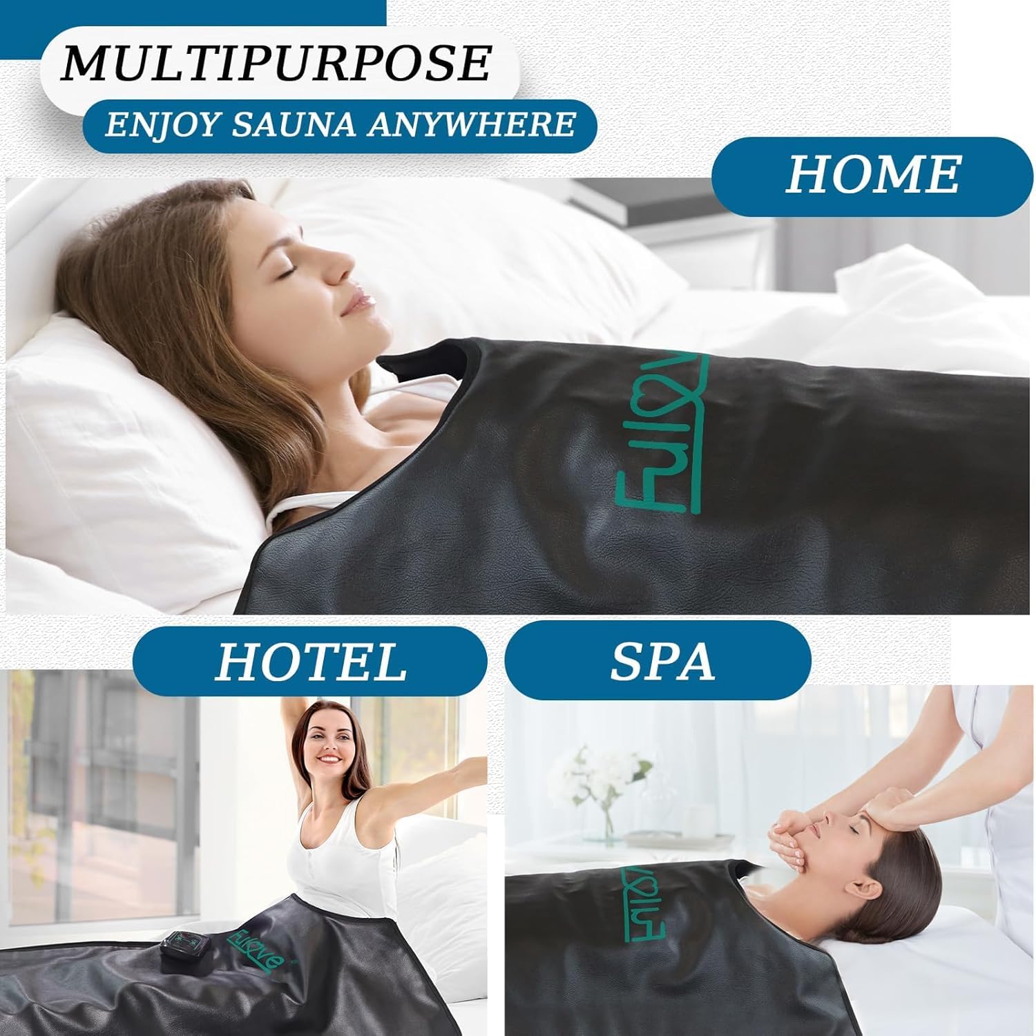 Sauna Blanket Detoxification Far Infrared Personal Sauna 95℉-158℉ 30-60 Minutes Timer 6 ft x 2.62 ft Portable for Home, Low EMF Durable Waterproof Sauna Therapy for Relaxation (Reach Out)