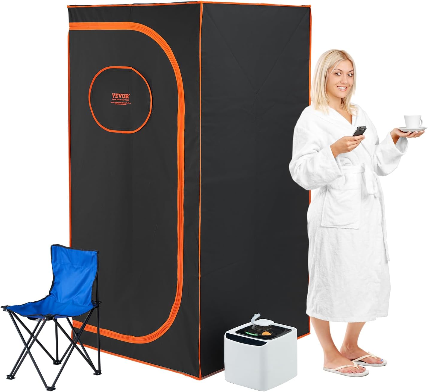 VEVOR Portable Steam Sauna Tent Personal Sauna Blanket Kit for Home Spa, Detoxify Soothing Heated Body Therapy, Time Temperature Remote Control with Floor Mat (Full-Size 1600W 600D Canvas) VEVOR Portable Steam Sauna Tent Personal Sauna Blanket Kit for Home Spa, Detoxify Soothing Heated Body Therapy, Time Temperature Remote Control with Floor Mat (Full-Size 1600W 600D Canvas)