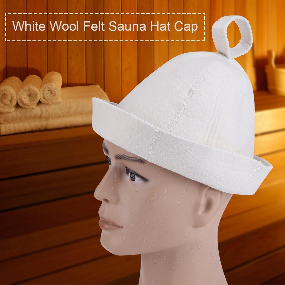 Fdit Wool Felt Sauna Hat, Beanie - White, Unisex with Hang Loop, Large, Breathable, 100% Wool, Hand Wash Only, Spa/Wellness, Not Water Resistant Fdit Wool Felt Sauna Hat, Beanie - White, Unisex with Hang Loop, Large, Breathable, 100% Wool, Hand Wash Only, Spa/Wellness, Not Water Resistant