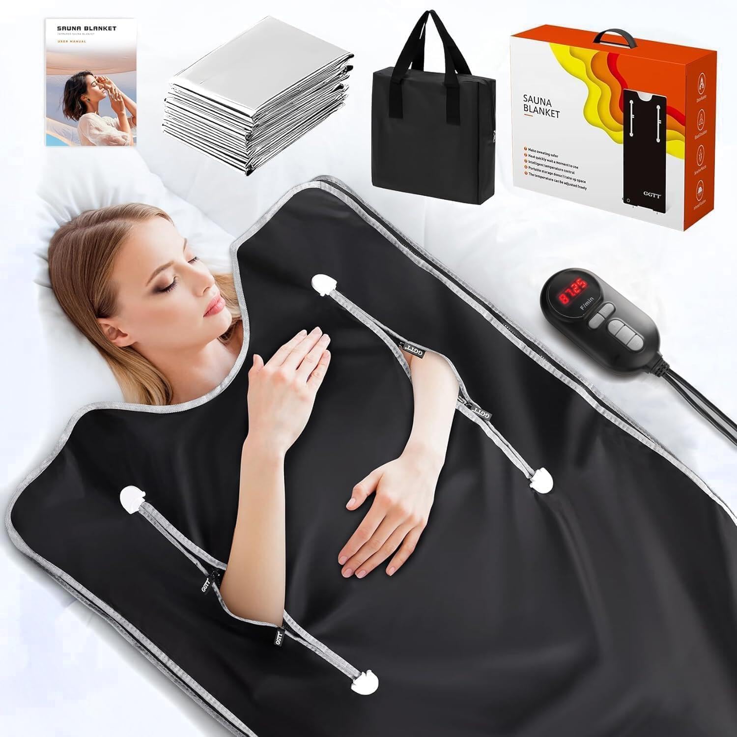 Infrared Sauna Blanket-Sauna Blanket for Home Use and SPA, Portable Design for Relaxation and Detoxification Highest 176℉, 20-60 Minutes Timer, 6 ft x 2.65 ft（Space Black）