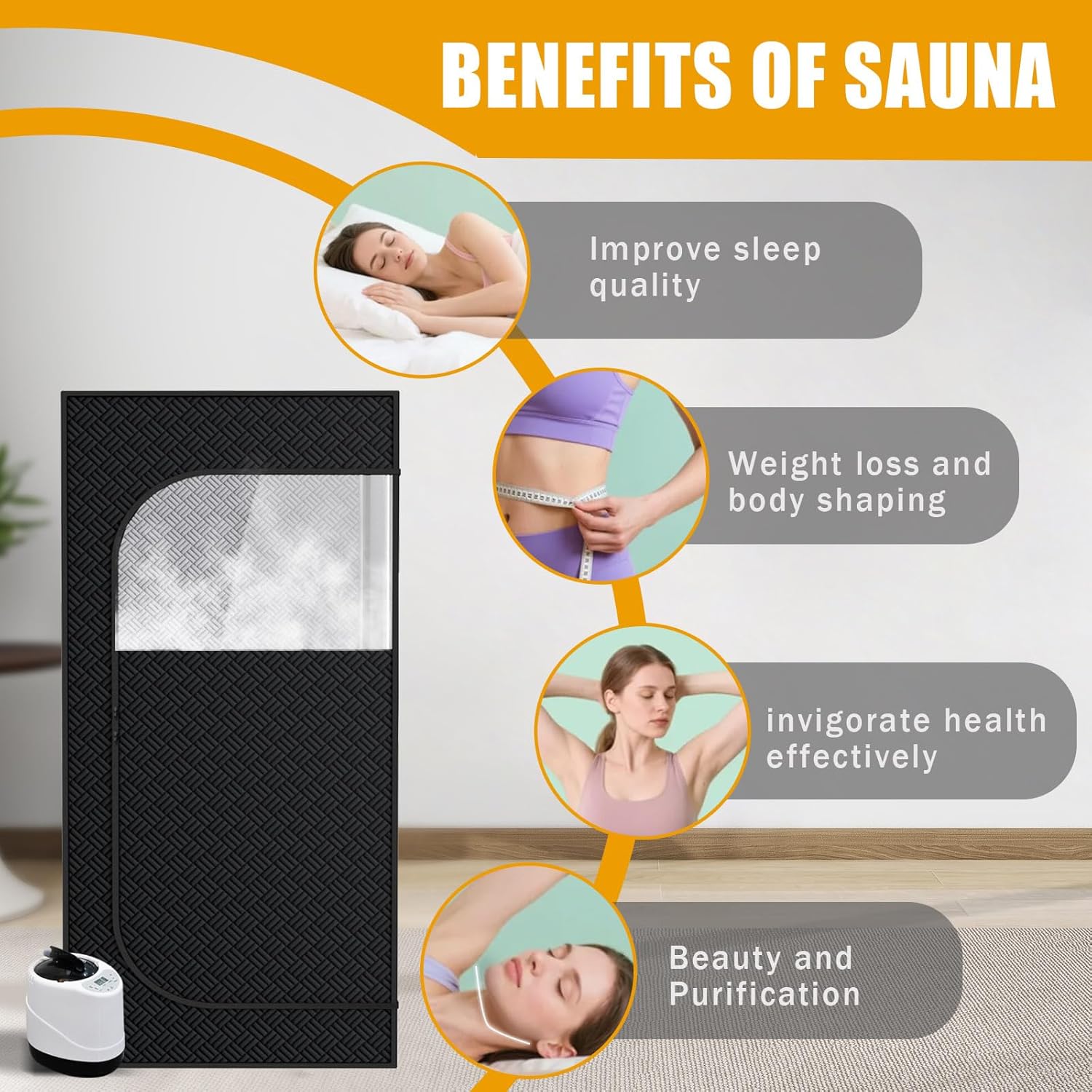 Nirvix Sauna Box, Portable Steam Sauna for Home with 1000W 3L Steamer, 9-Level Temperature Control  Remote, with Foldable Chair, for Relaxation, Detox  Indoor/Outdoor Use (2.6 x 2.6 x 5.9)