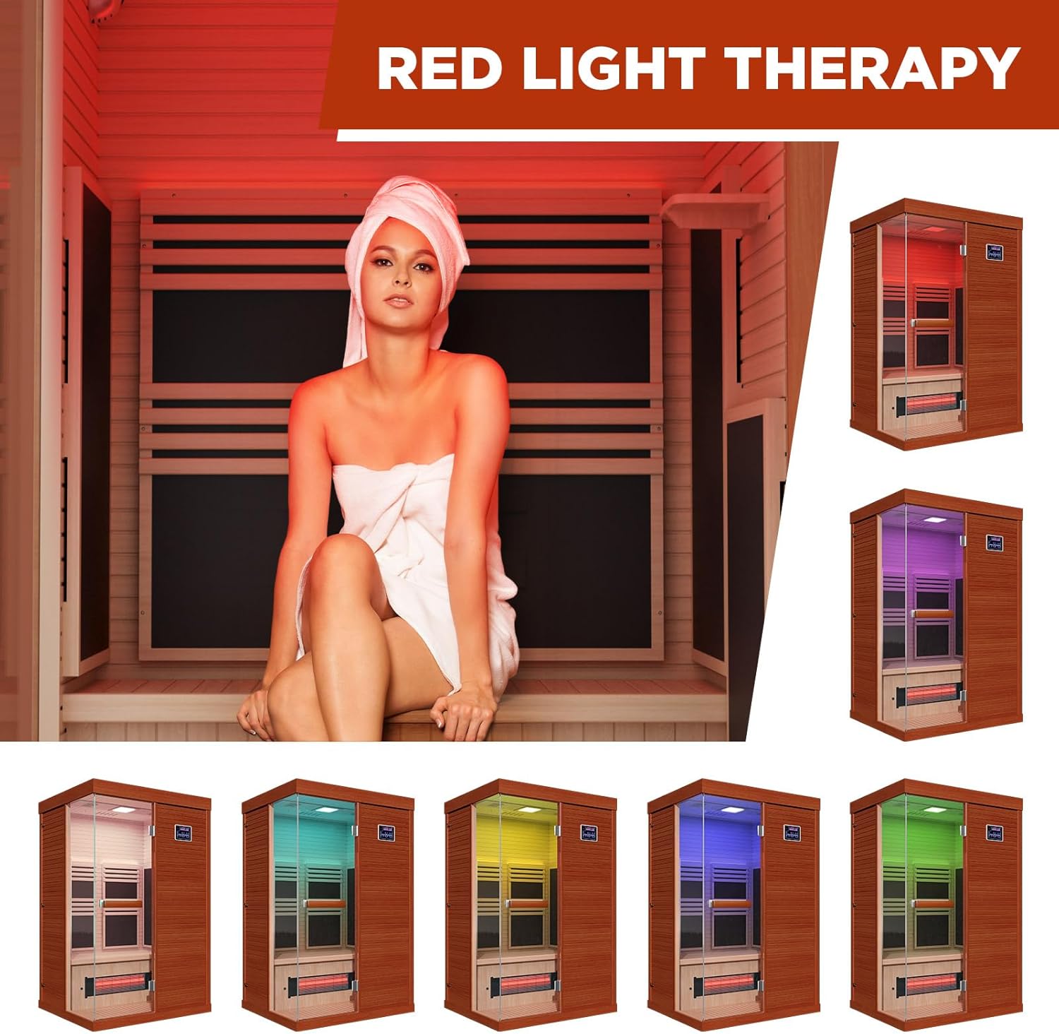 OnxyEdge 2-Person Full Spectrum Sauna 1990W - 120V with 6.5 * 6.5 Red Light Therapy  2 Built-in Speakers, Indoor Dry Sauna with Dual LED Controls for Home  Gym – Canadian Hemlock Spa Room (Wood)