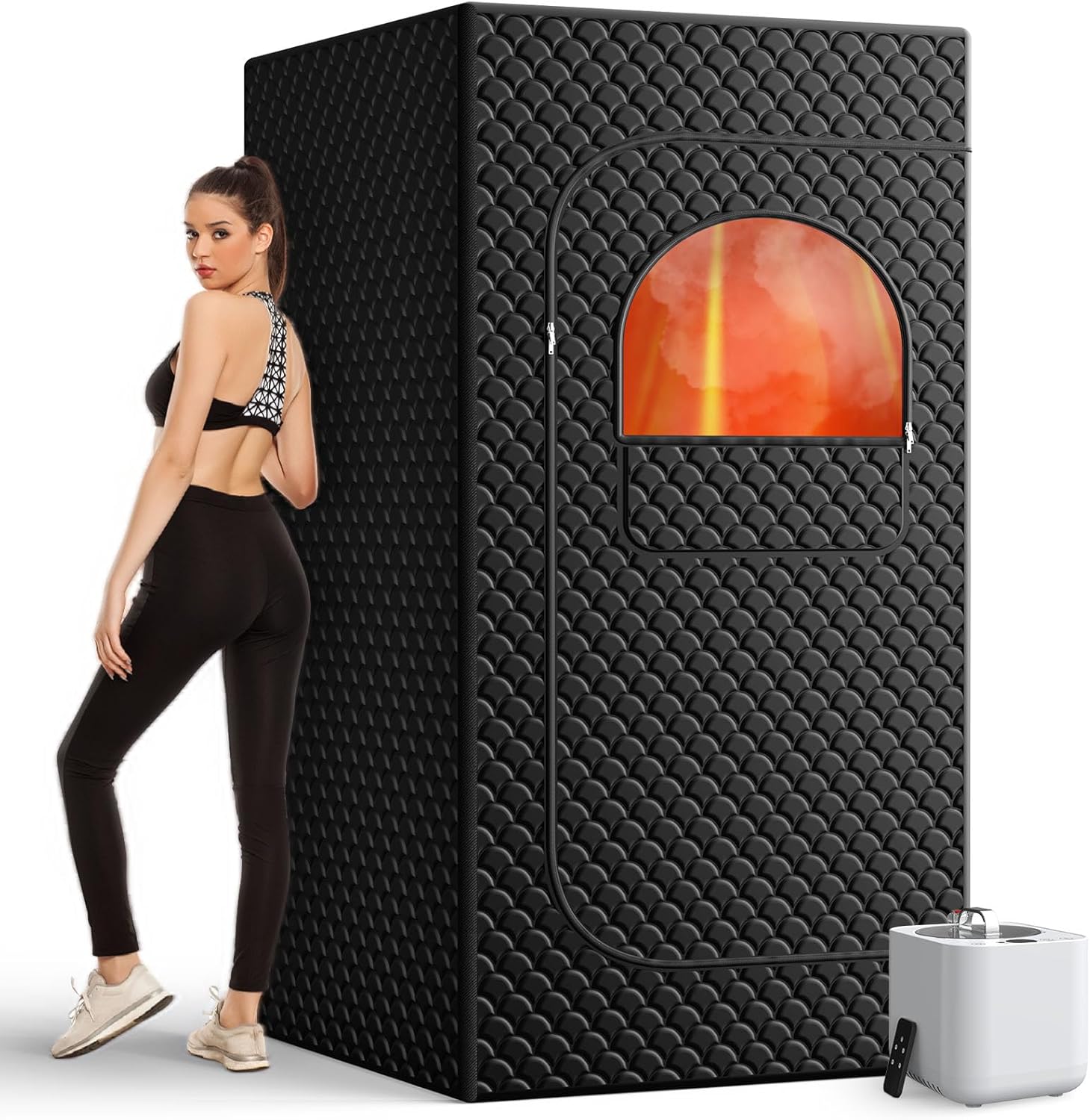 Portable Sauna Box for Home, Personal SPA Steam Sauna with 10 Min Fast Heating  9 Levels Heat, Warm Sauna Tent with 3L/1200W Steamer, Folding Chair, Remote Control for Body Relaxation,32 x 32 x 71