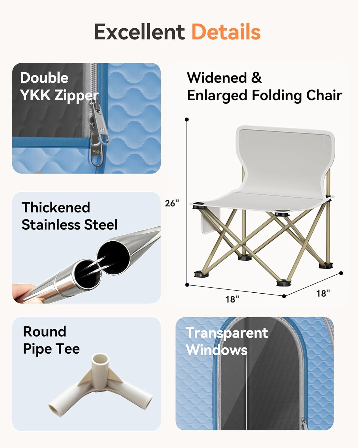 Sauna Box, Upgraded Portable Sauna for Home 5Layer Waterproof,3L 1200W Steamer,9 Levels,Dual YKK Zippers,Big Folding Chair,99 Mins Timer,Remote Control,Steam Sauna Room Personal Saunas Tent,Light Blue