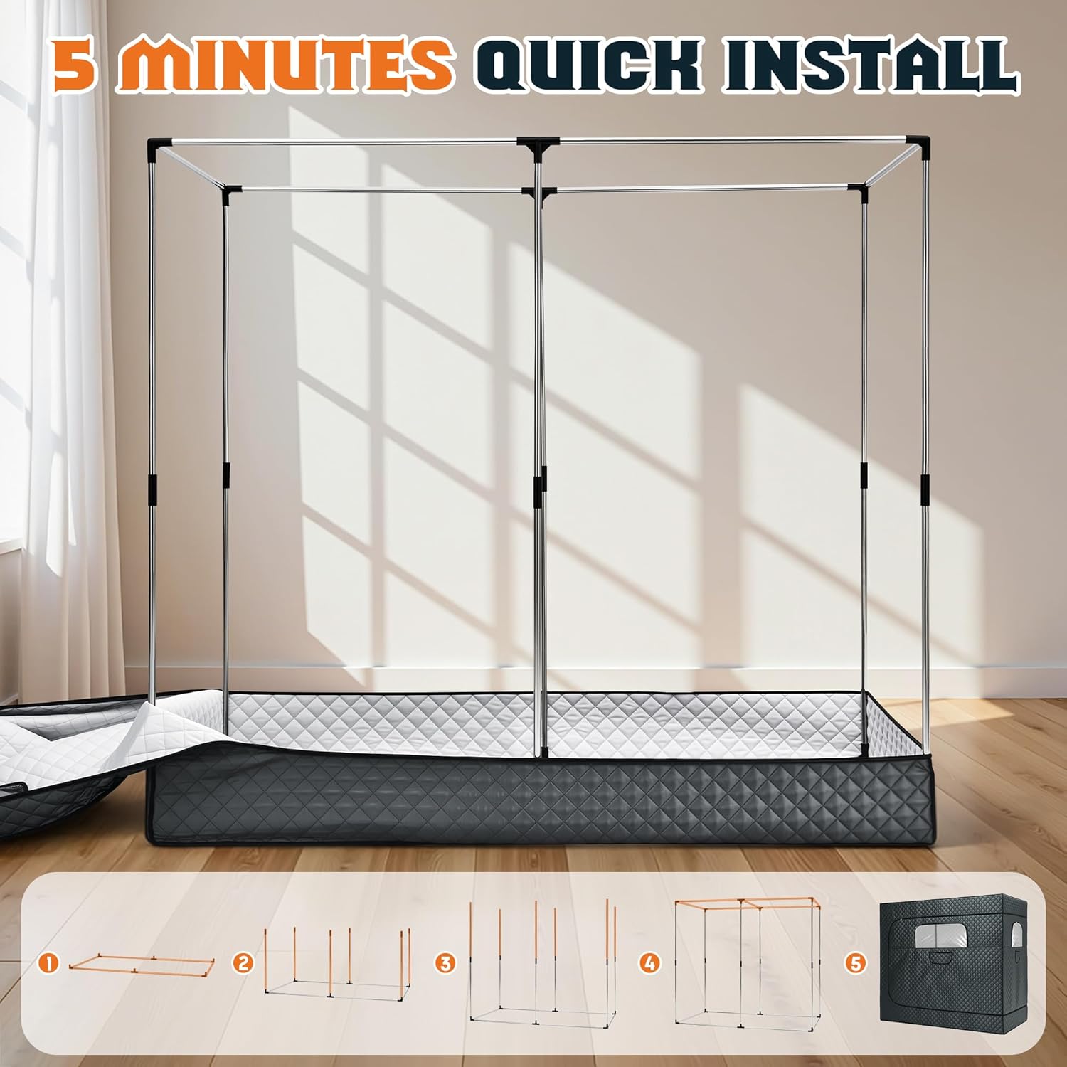 Albott 3 Person Steam Sauna for Home, Portable Sauna Tent with 3L 1500W Steamer, Extra Large Size 6.6’ x 3.3’ x 5.8’ Full Body Home Spa, Remote Control, Folding Chair, Grey