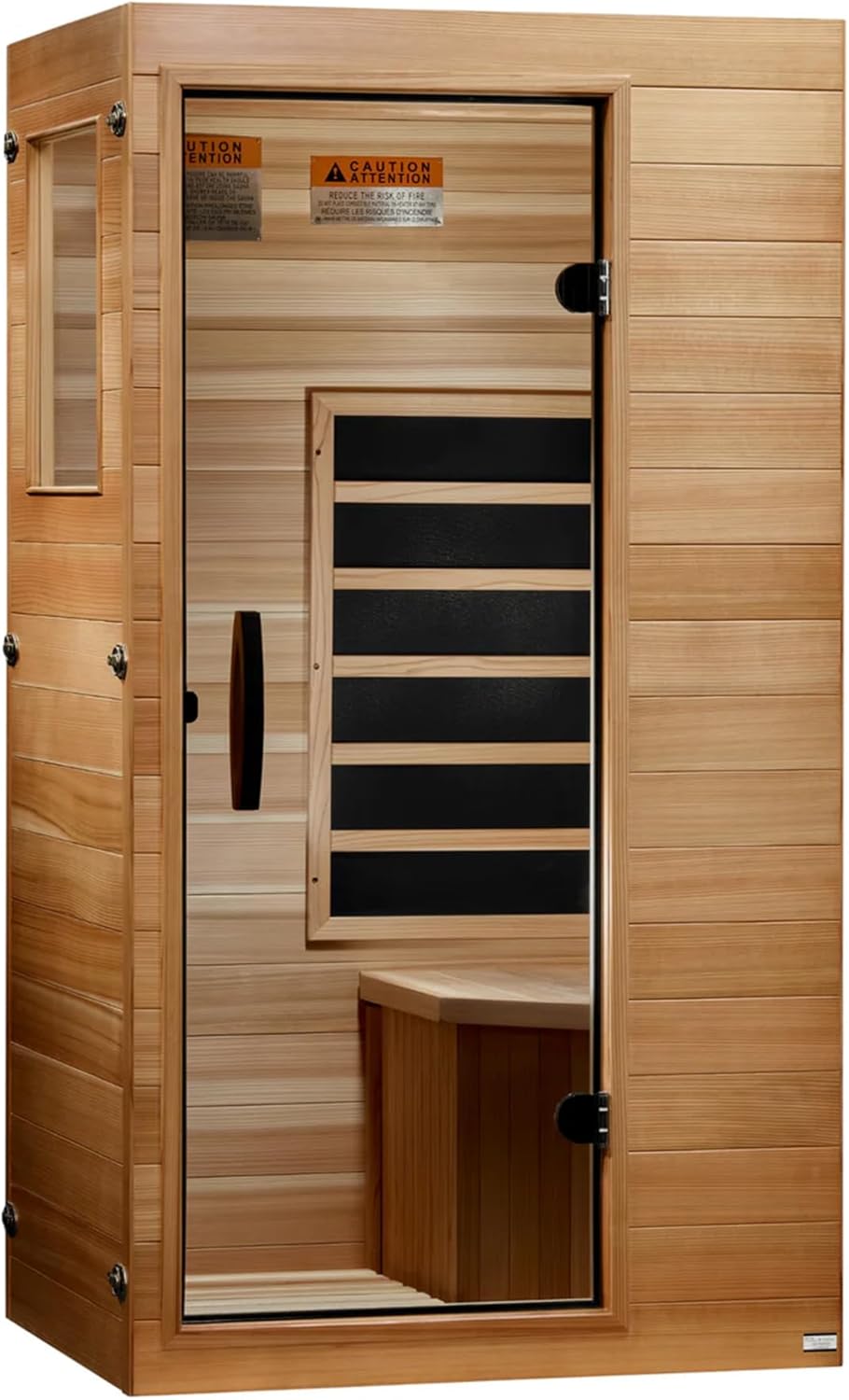 DYNAMIC SAUNAS Elite 1 Person Compact Ultra Low EMF FAR Infrared Sauna with Red Light Therapy  Bluetooth Speakers - Personal Indoor for Home  Gym