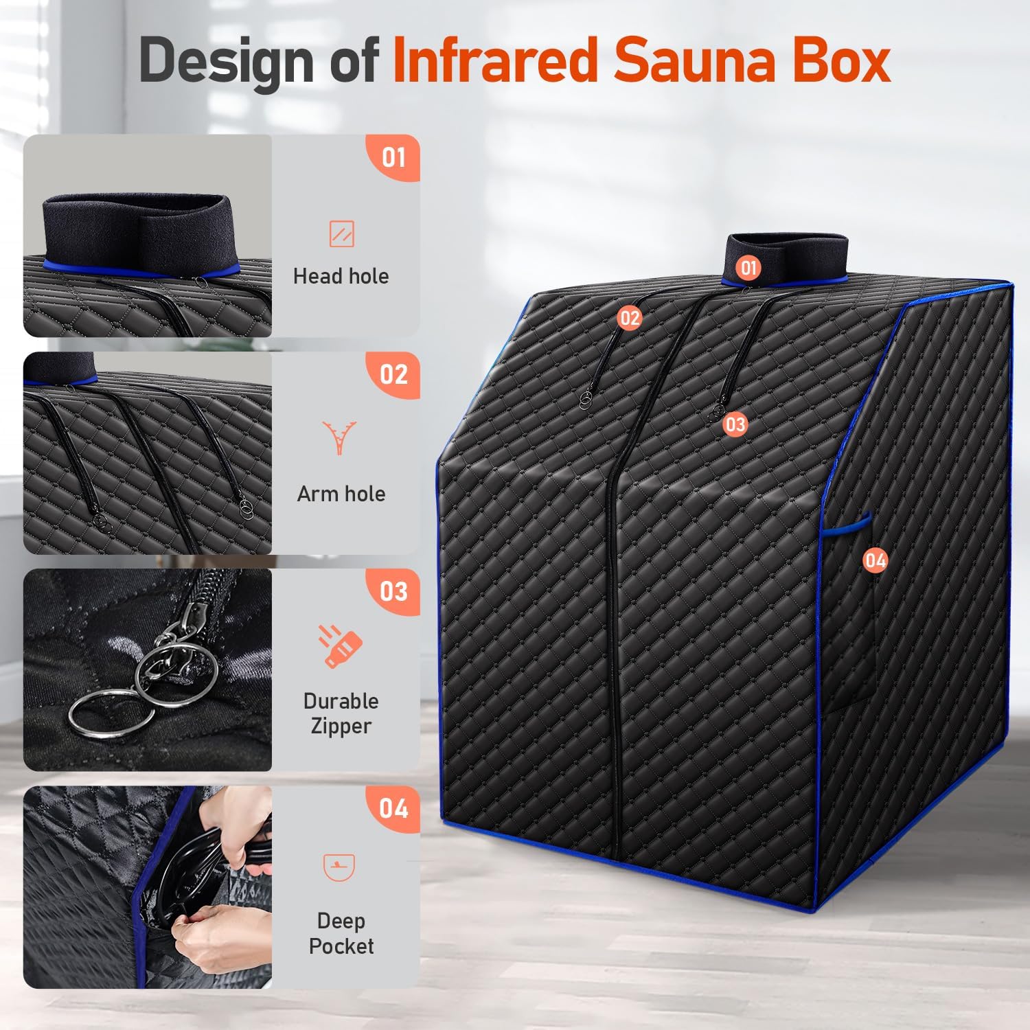 Far Infrared Sauna Box with Red Light Therapy, Portable Dry Sauna for Relaxation, Detoxification, Carbon Crystal Heating,9 Levels, Full Size 5.9ft×2.9ft×2.6ft