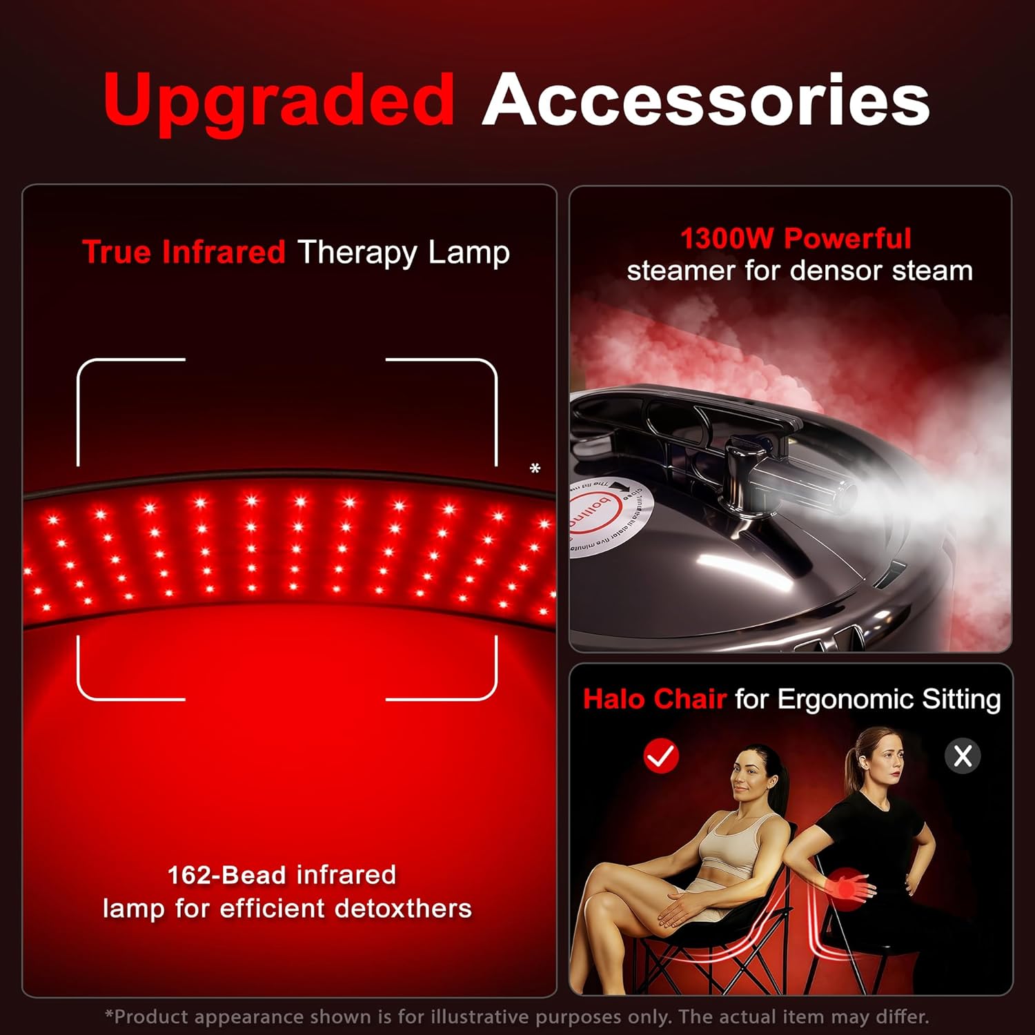 Infrared Sauna Box Ultra Detox, Newly Upgraded Portable Home Sauna with 3.2L 1300W Steamer, Heats Up to 130℉, Spacious Tent  Ergonomic Chair for Personal Detox Spa