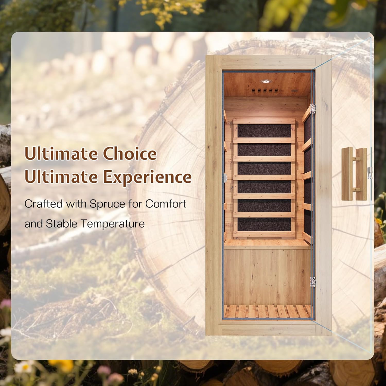 Jocisland 1 Person Infrared Sauna – 746W/110V Red Light, Pre-Warms to 149℉ in 15 Minutes, 106lbs Lightweight Spruce Wood Infrared saunas, Compact Dry Sauna for Home Spa  Apartments