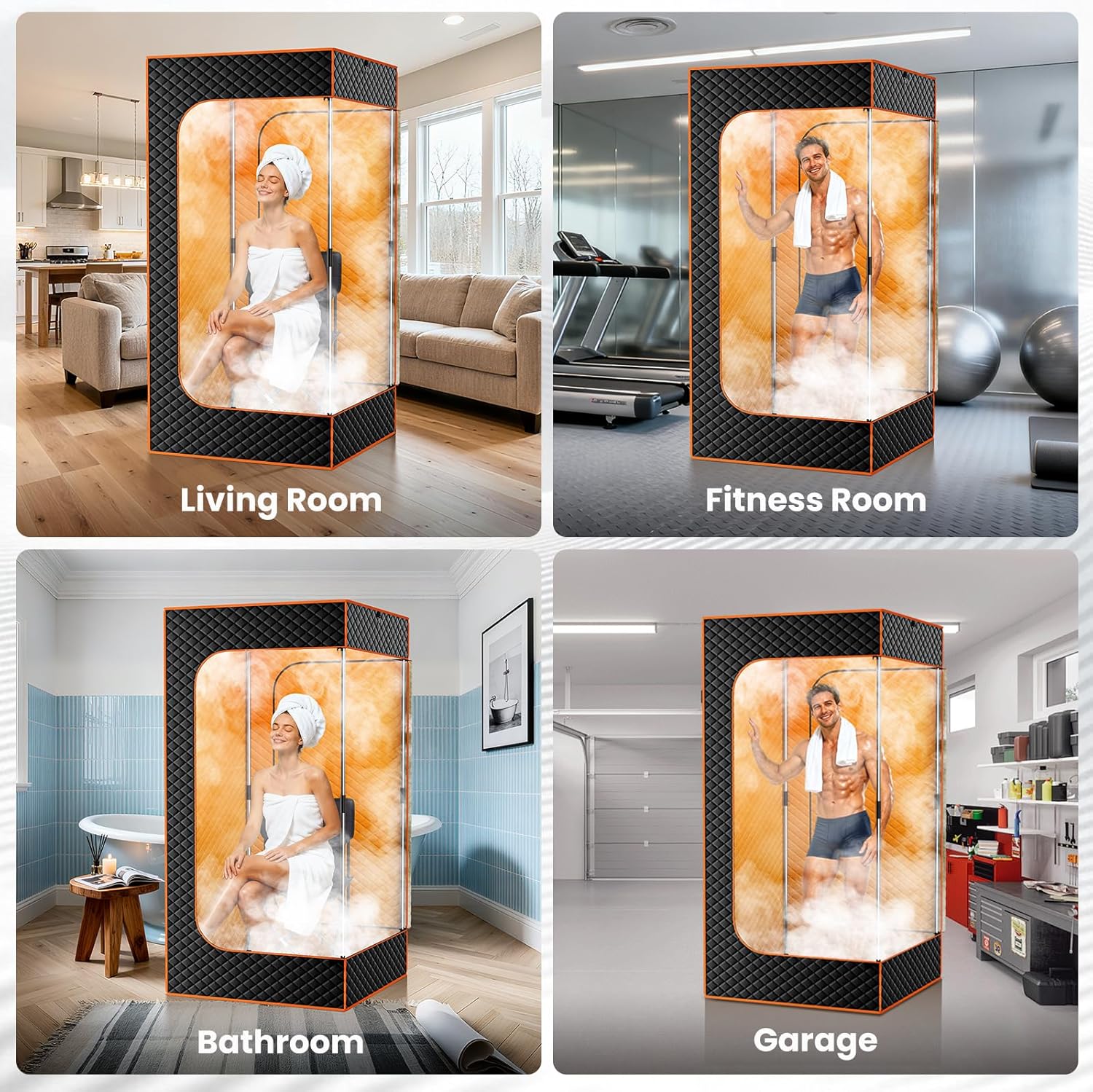 LILYPELLE Sauna Box, 1 Person Large Portable Steam Sauna for Home with 3L/1200W Steamer and Folding Chair, 71 H X 35 L Heated Insulation Saunas Tent for Relaxation (1 Window)