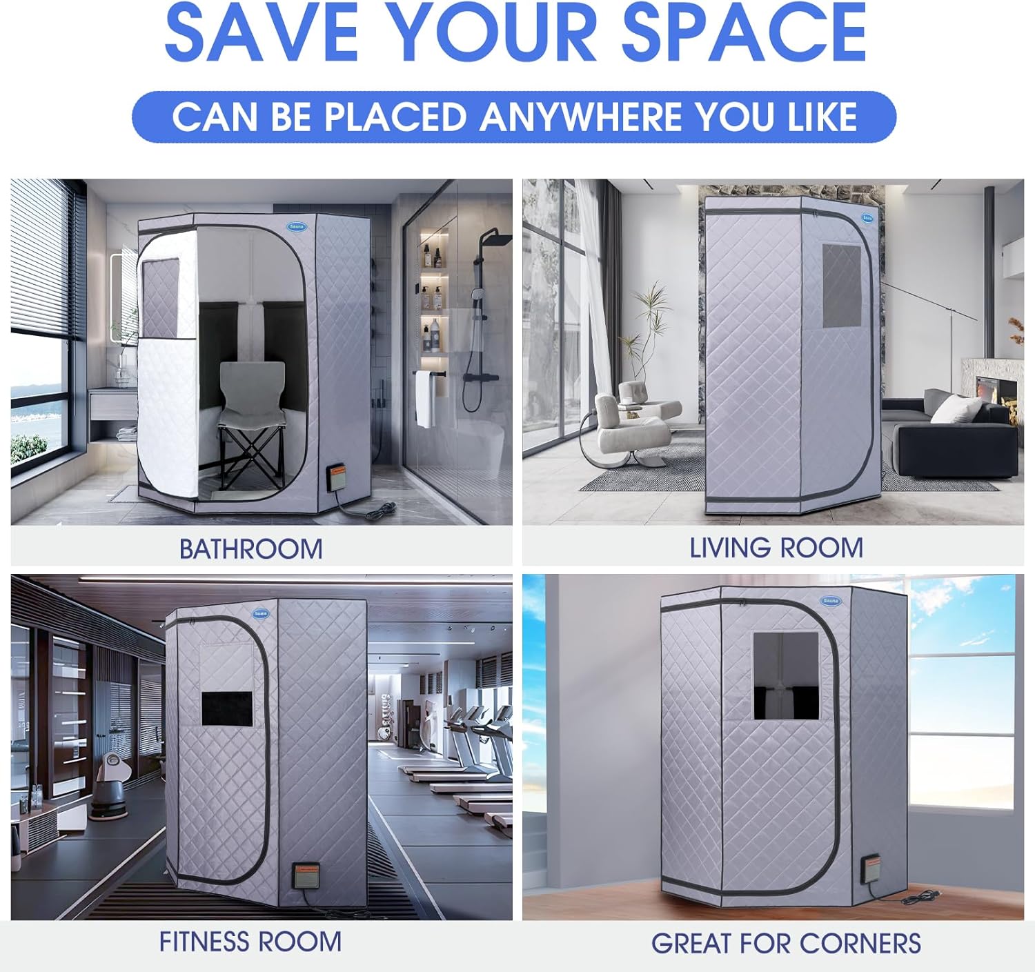 Portable Full Size Infrared Sauna for Home,Pentagonal Size Far Infrared Sauna,One Person Sauna Tent with Heating Foot Pad, Portable Chair, (L38 x W38 x H63, Grey)