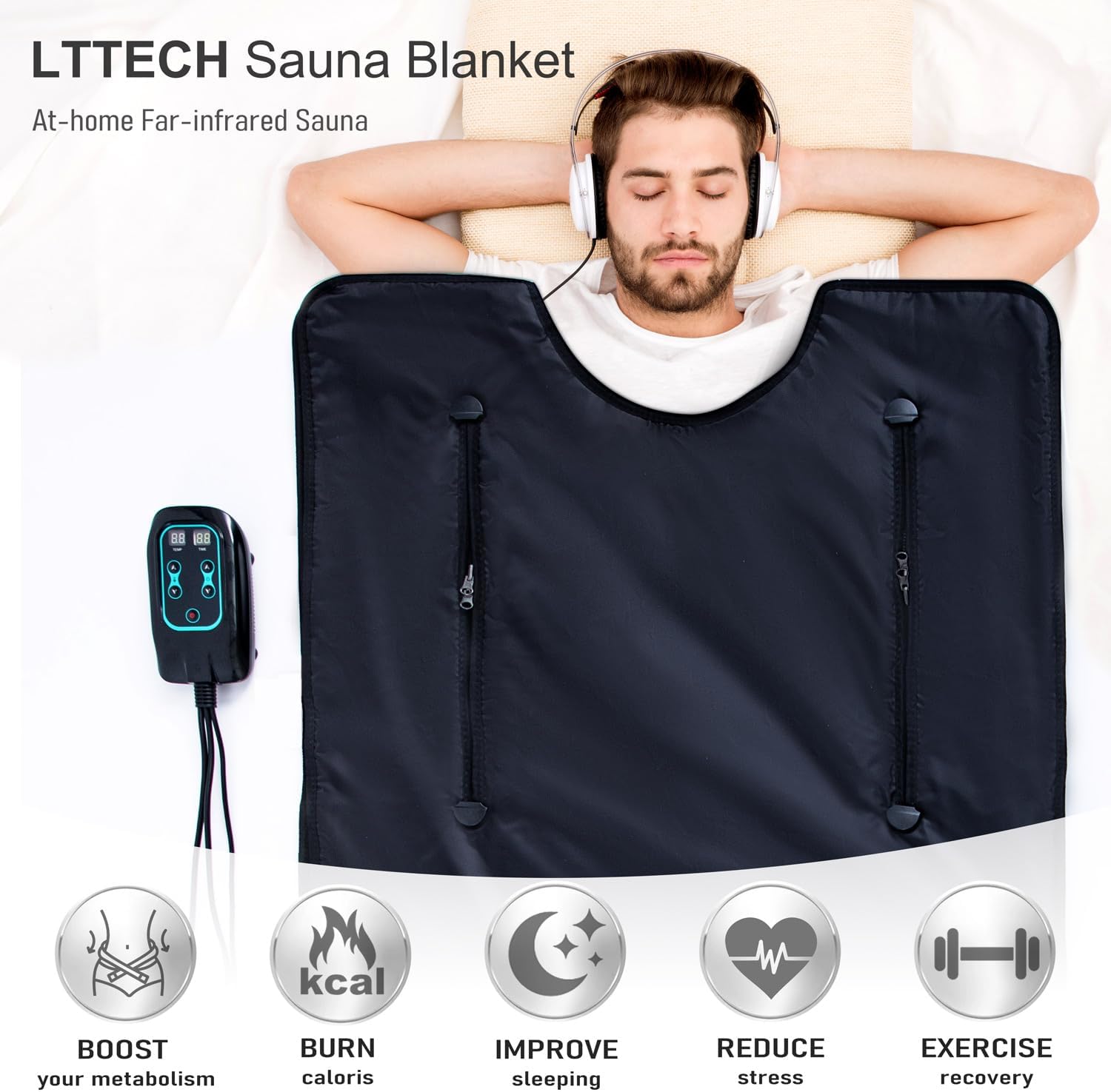 Portable Infrared Sauna Blanket for Home Relaxation Far Infrared Sauna Blanket Infrared Blanket Sauna with 86–158 °F Temp Range
