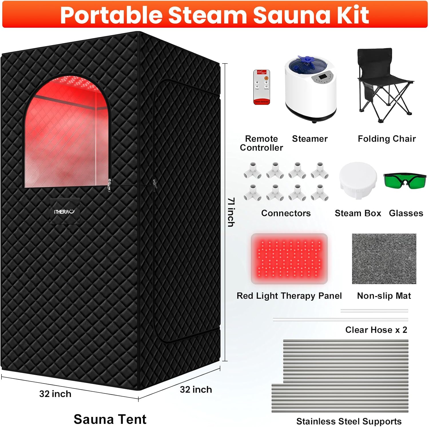 Portable Infrared Sauna Box for Home, Full Body Steam Sauna Tent with 660nm  850nm Red Light Therapy Lamp, 3L 1200W Fast-Heating Steamer, Adjustable Temp  Remote Control for Relaxation, Detox