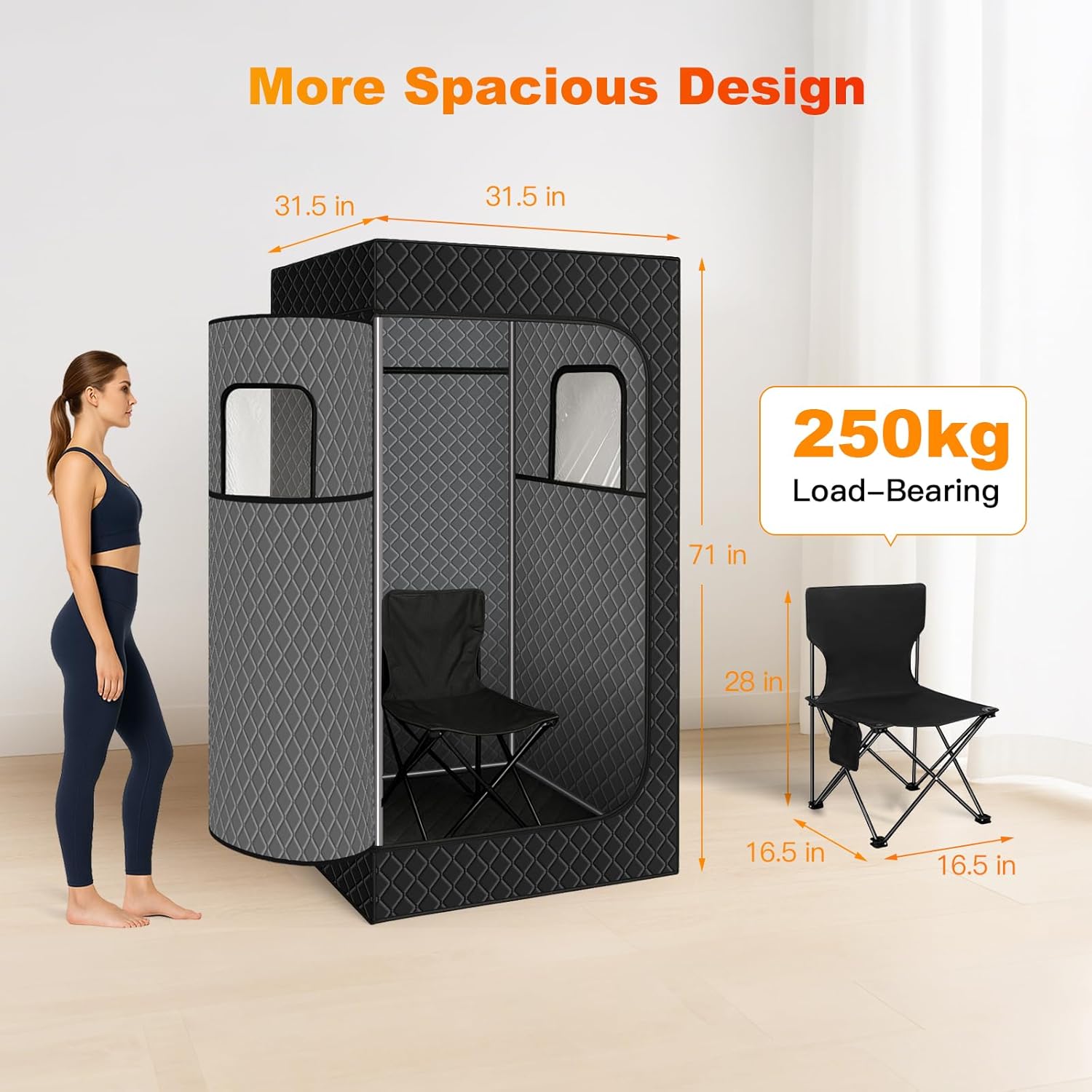 Portable Sauna Box for Home, Personal Sauna Tent for Relaxation, Indoor Steam Sauna Room with 2.5L/1000W Steamer, Easy Setup Quick Heat-Up Foldable Sauna in Garage/Kitchen, 2.6’ x 2.6’ x 5.9’