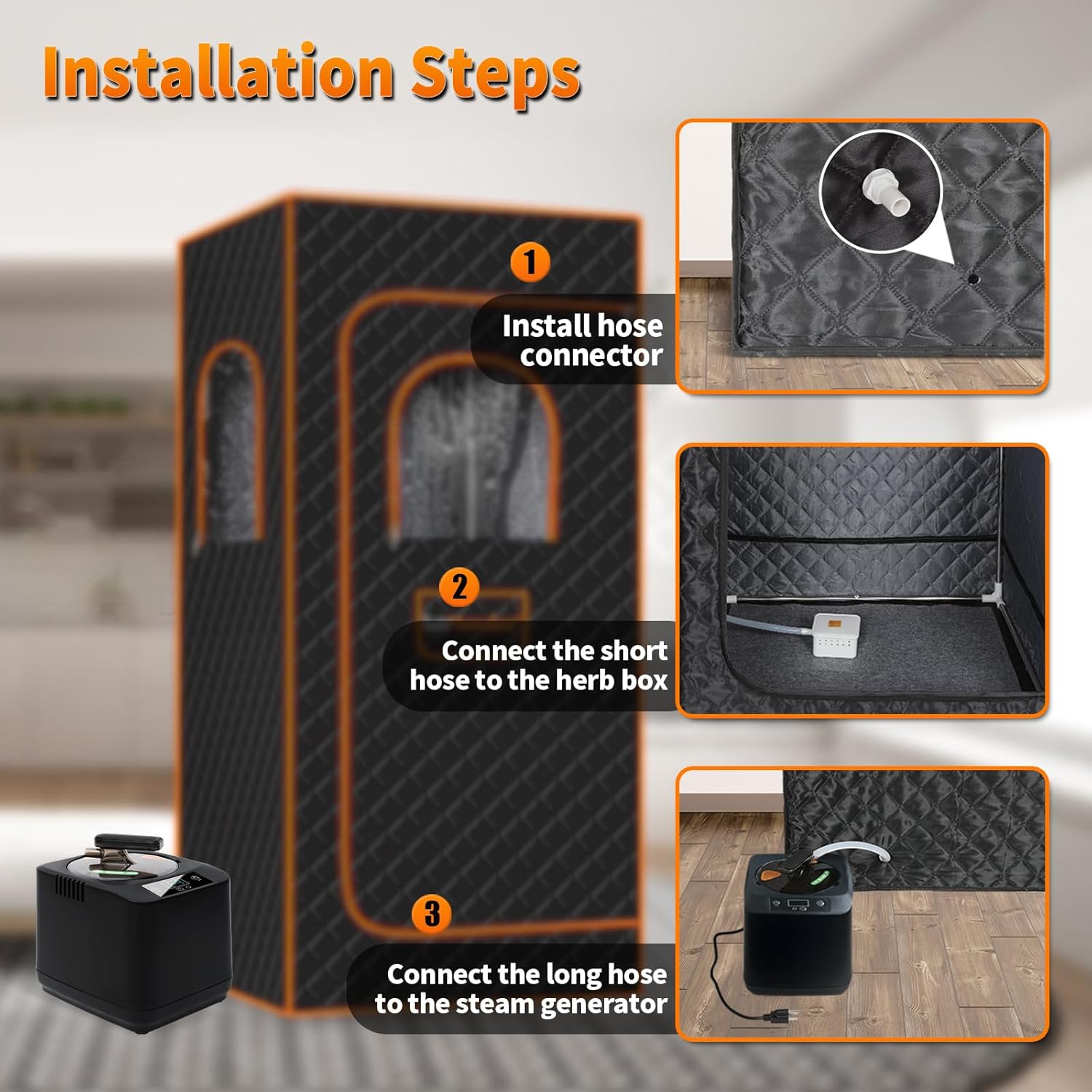 Portable Sauna Steamer Machine with Remote Control, 3L 1200W Upgrated Steam Generator for Sauna, 9 Levels, 120 MIN Timer, for Home Spa Sauna Accessories Portable Sauna Steamer Machine with Remote Control, 3L 1200W Upgrated Steam Generator for Sauna, 9 Levels, 120 MIN Timer, for Home Spa Sauna Accessories