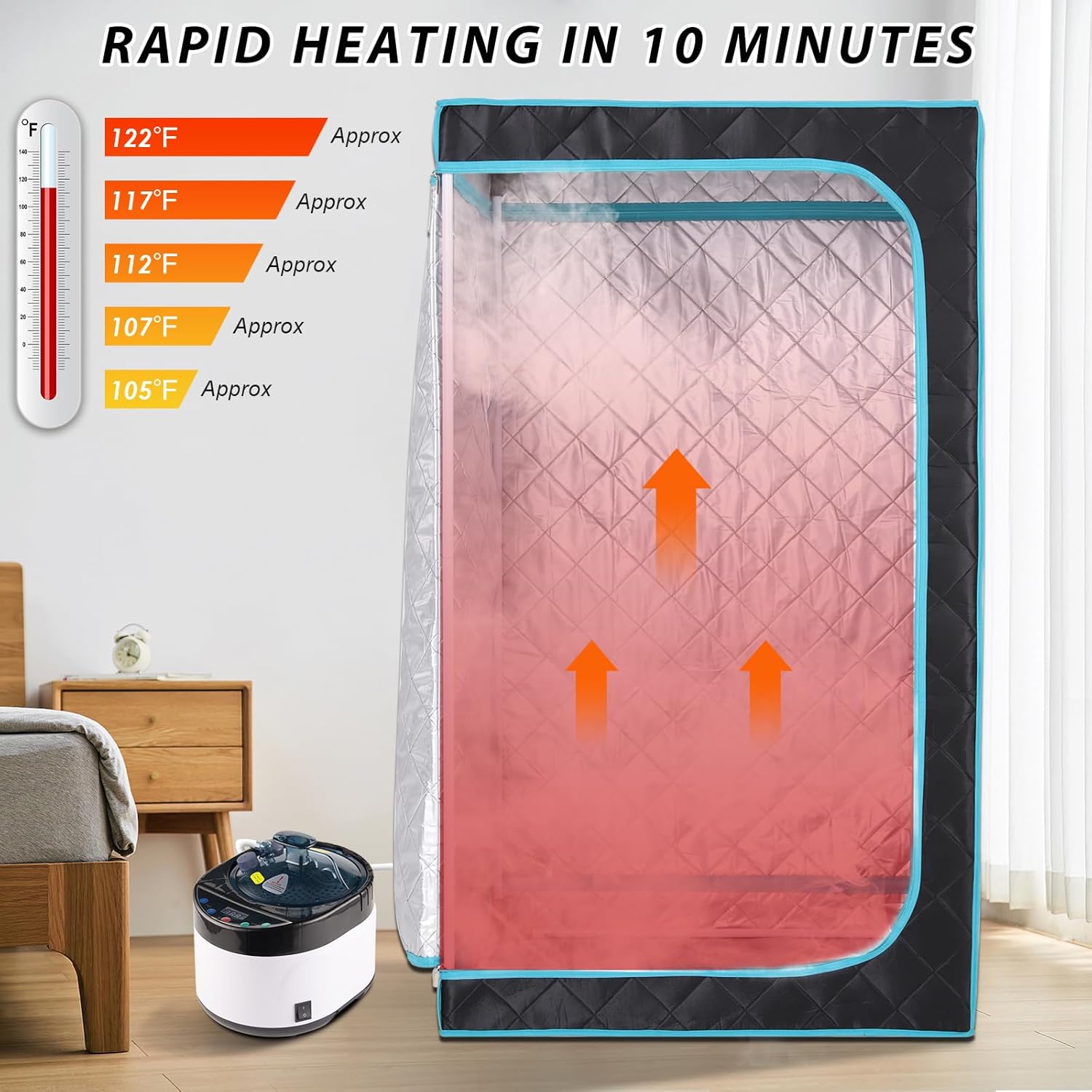 Portable Steam Sauna Box for Home Spa, Steam Saunas for Home, Full Body Sauna Tent for Relaxation, 1500W  4L Sauna Steamer Machine, Remote Control, Foldable Chair (Black)