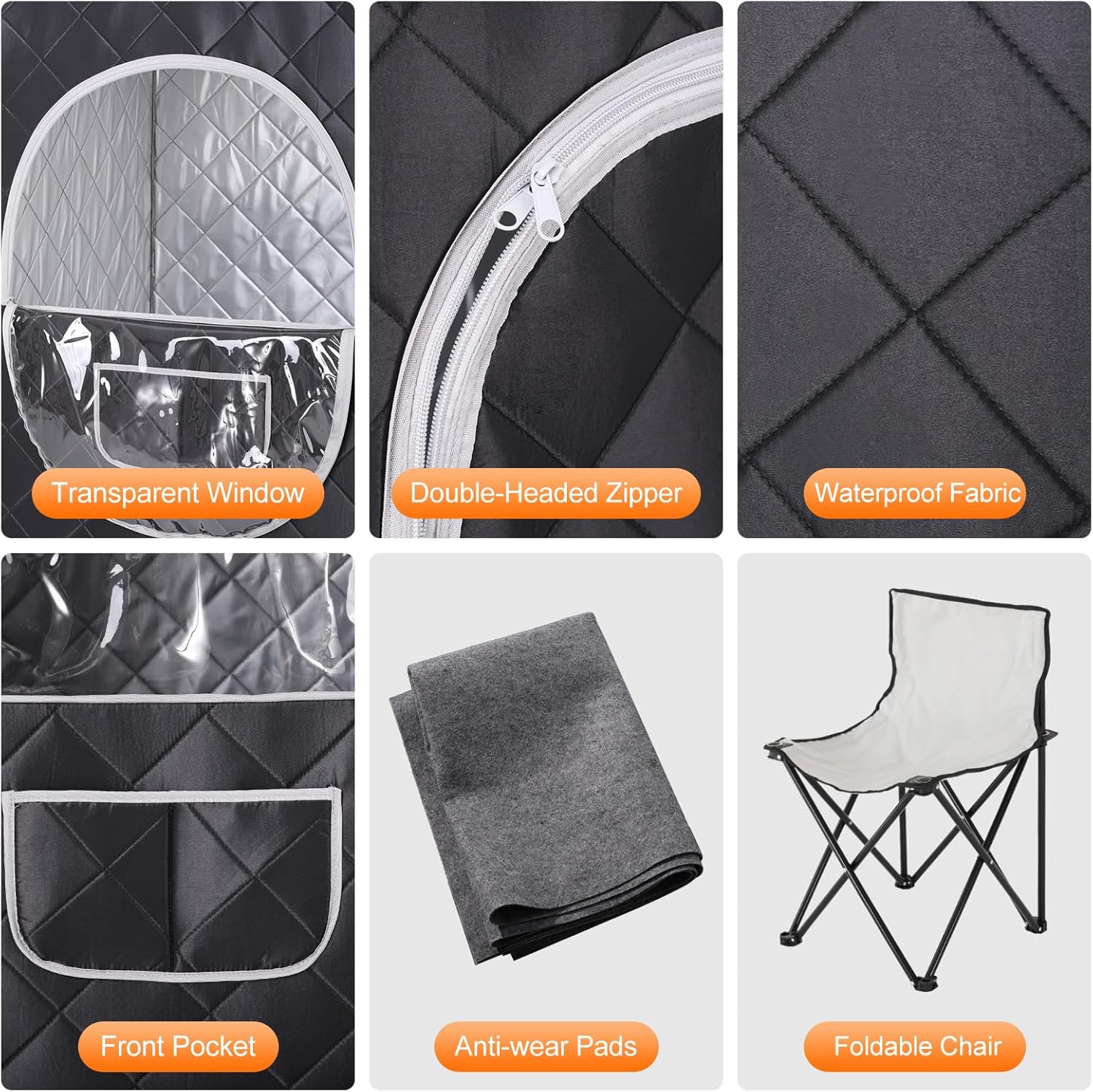 Portable Steam Sauna, Personal Home Sauna with 4L  1400W Steamer Generator, Remote Control, Portable Chair  Floor Mat, Full Body Thicken Sauna Tent for Relaxation  Detox, 18 Levels,