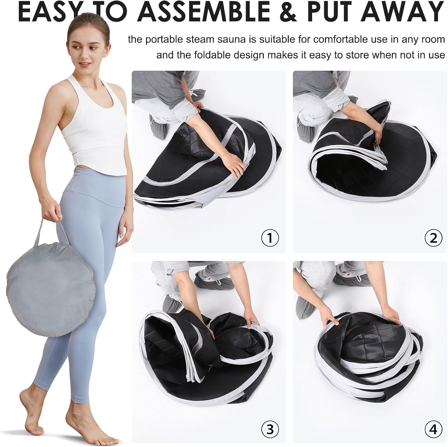 Portable Steam Sauna, Personal Home Sauna with 4L  1400W Steamer Generator, Remote Control, Portable Chair  Floor Mat, Full Body Thicken Sauna Tent for Relaxation  Detox, 18 Levels,