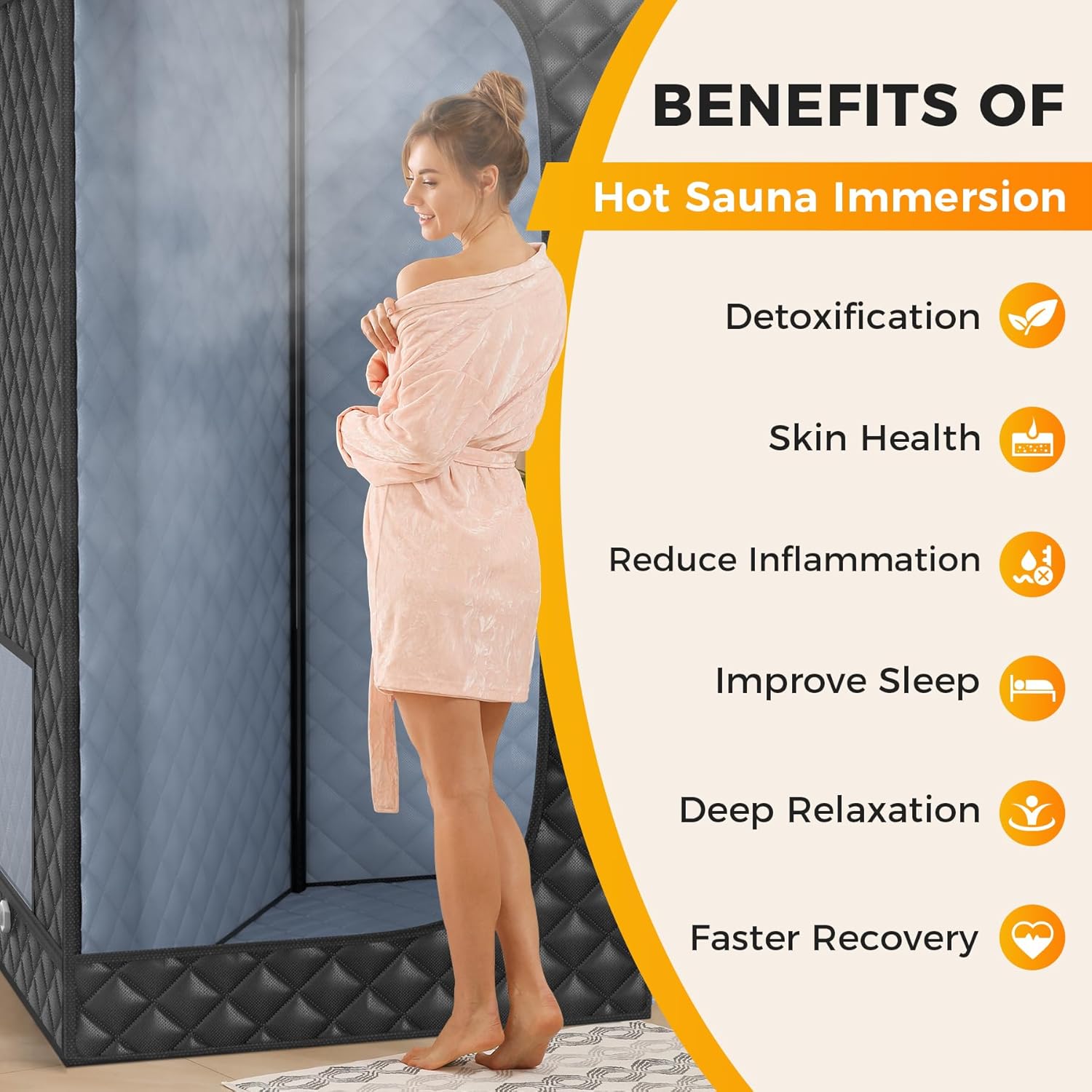 Sauna Box, Portable Sauna for Home, Steam Sauna Tent Portable Design for Relaxation and Detoxification, 9 Levels, Black, 35.4x35.4x70.9