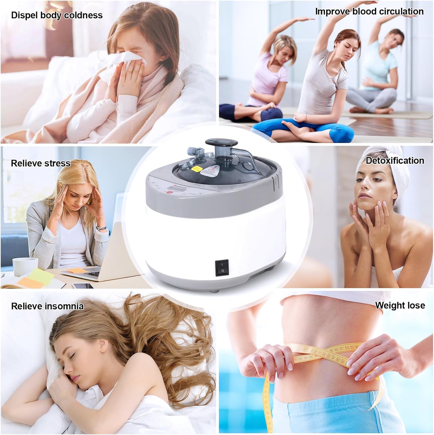 Smartmak Sauna Steamer, Portable 4L Upgraded 1500W Steam Pot Generator with Remote Control, Spa Machine with 99 Minutes Timer Display, Herbal Box for Body Detox, 110V US Plug