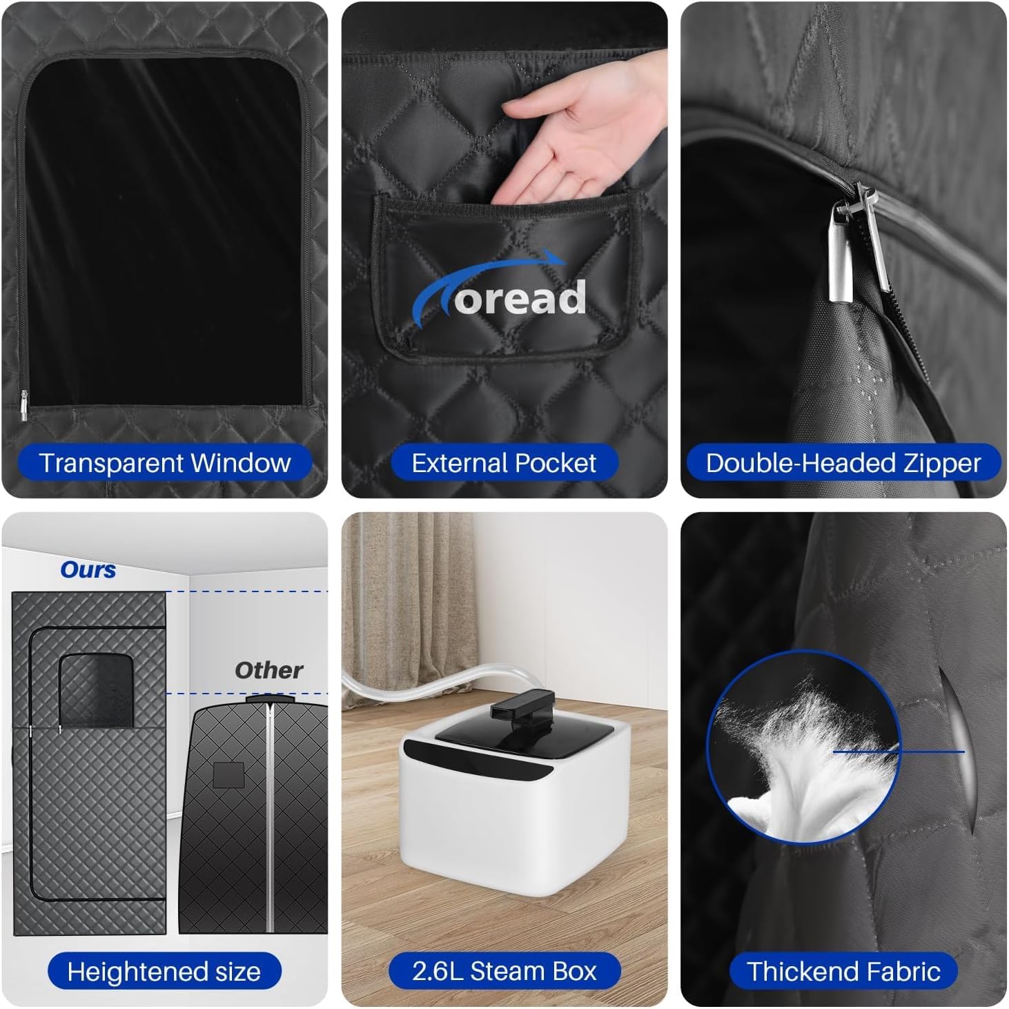 TOREAD Portable Steam Sauna Tent for Home, Full Size Sauna Box Portable Sauna for Home, 9 Adjustable Heat Levels, Fast Heating  Foldable Design for Relaxation  Detox