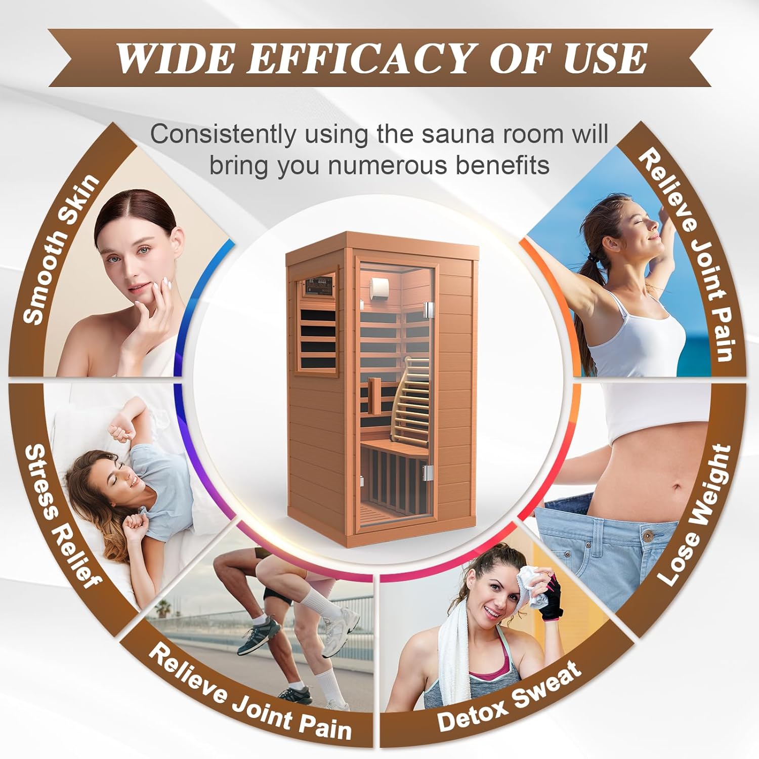 Upgraded 1 Person Sauna Infrared Sauna with Backrest, Hemlock Dry Sauna Indoor Wood Sauna for Home, 1062W 110V Low EMF Far Infrared Sauna with Integrated Speakers, Reading Lamp (Red)