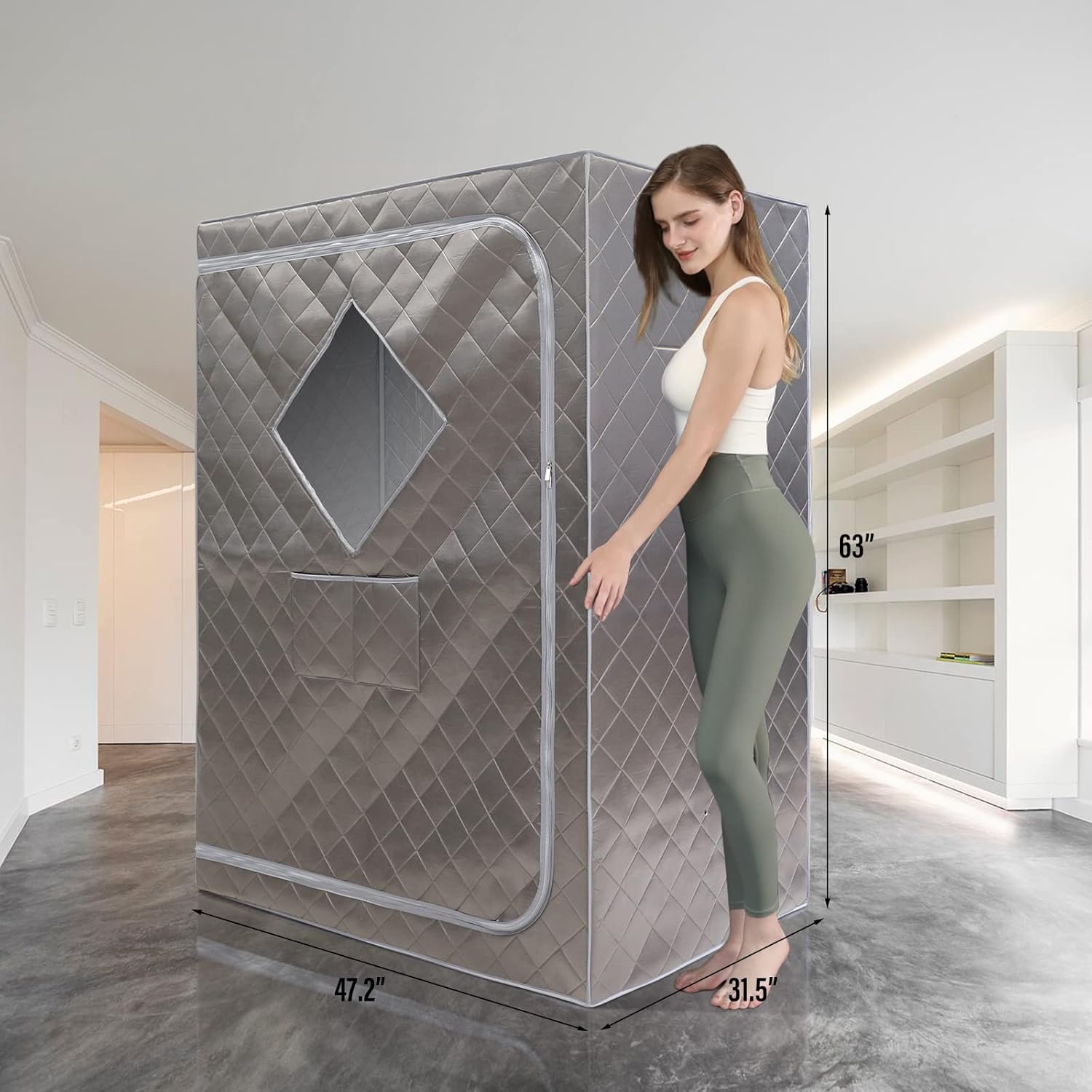 ZONEMEL Full Size Sauna Tent, Portable 1 or 2 Person Full Body Home Spa for Relaxation, Detox, Steamer not Included (L47.24 x W31.5 x H63,Dark Grey)