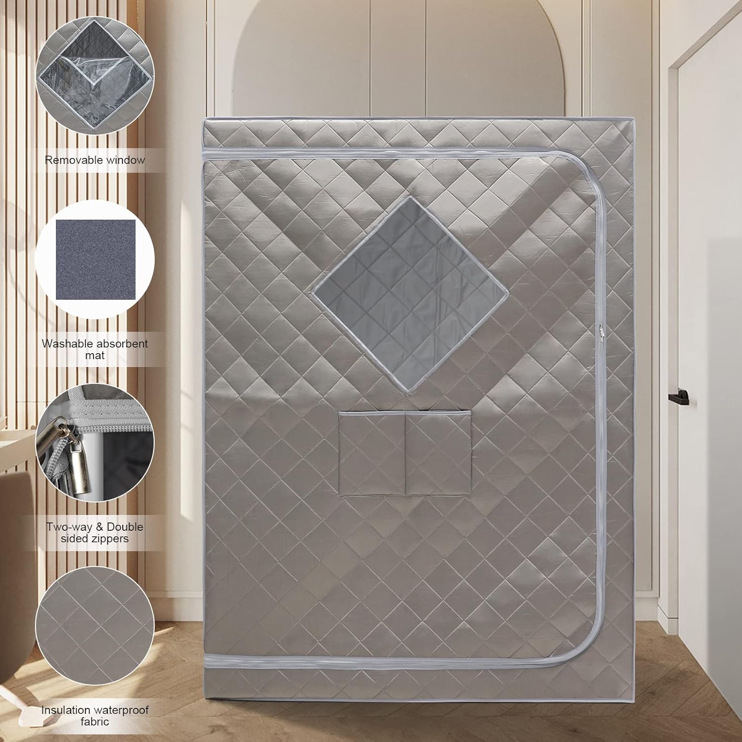 ZONEMEL Full Size Sauna Tent, Portable 1 or 2 Person Full Body Home Spa for Relaxation, Detox, Steamer not Included (L47.24 x W31.5 x H63,Dark Grey)