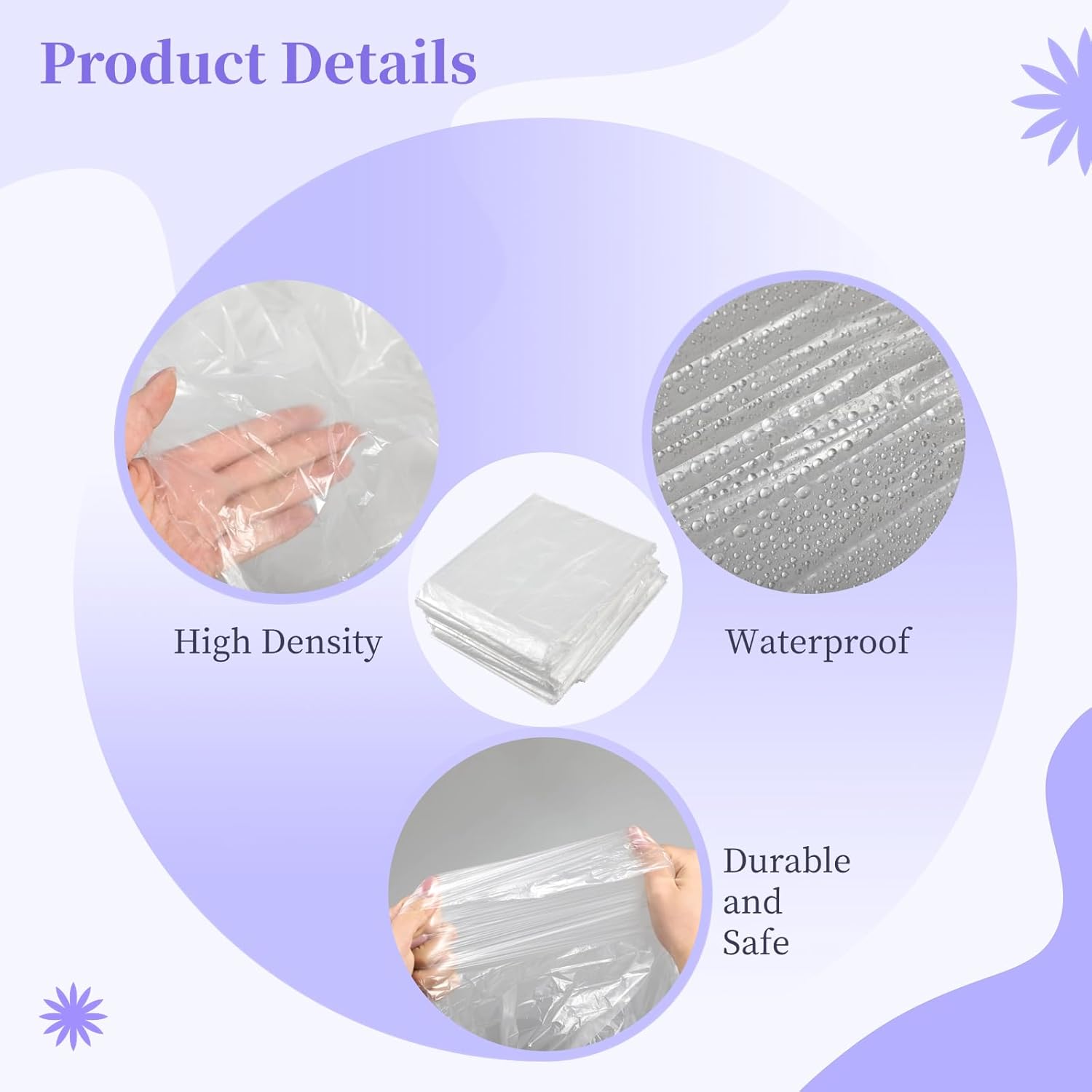 Lnrueg 50PCS Disposable Plastic Sheeting for Body Wrap, 83‘’×47‘’ PE Sauna Bag Liner, Sauna Blanket Insert, Disposable Sheets for Home Bathtub, SPA, Beauty Salon