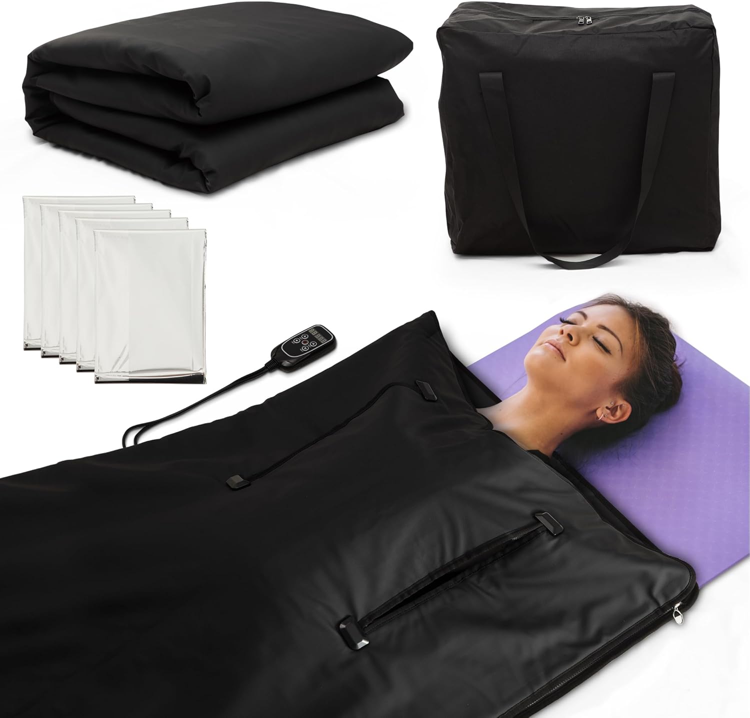 Golden Wave Far Infrared Sauna Blanket for Relaxation, Detoxification, and Home Spa Heat Therapy, Portable Personal Detox Wrap for Men and Women, Adjustable Temperate Settings Golden Wave Far Infrared Sauna Blanket for Relaxation, Detoxification, and Home Spa Heat Therapy, Portable Personal Detox Wrap for Men and Women, Adjustable Temperate Settings