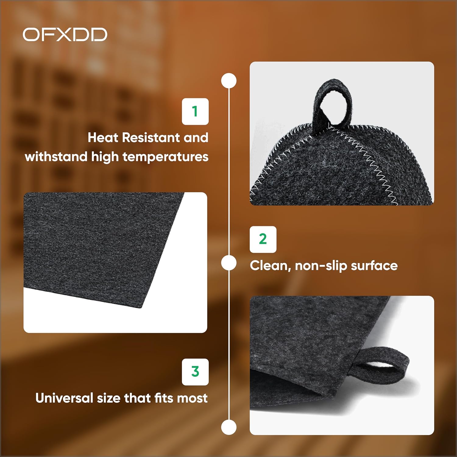 Sauna Accessories Set of - Banya Mat  Banya Hat  Sauna Mitten for Women/Men, Heat Resistant Cloth
