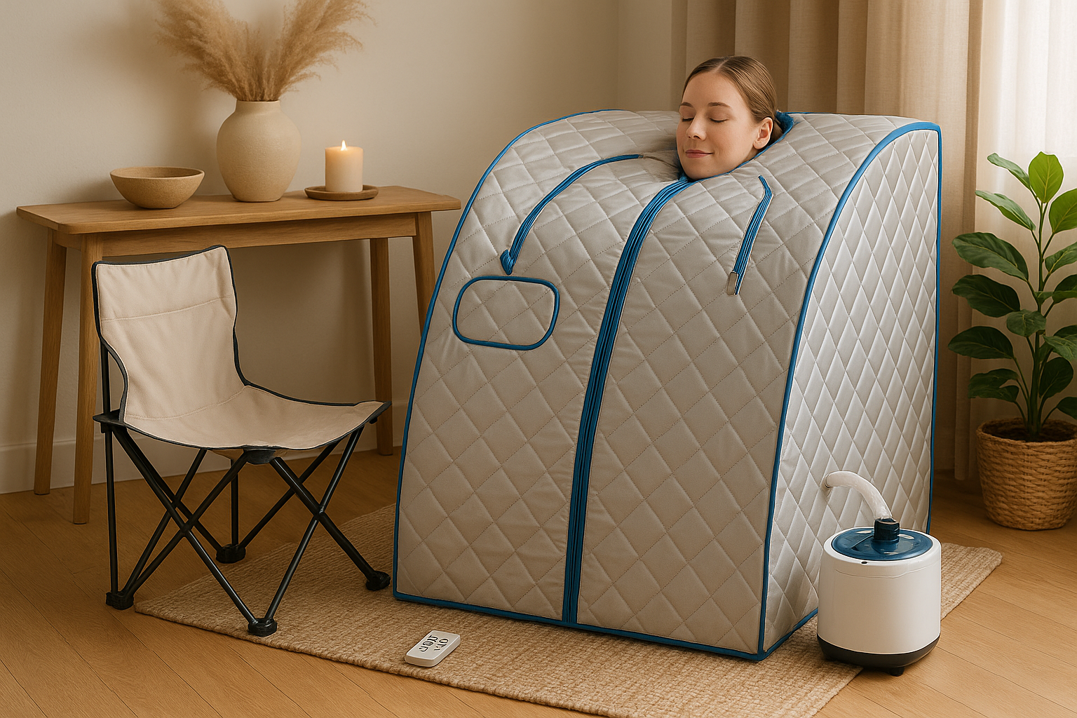 OPPSDECOR Portable Steam Sauna Spa Personal Sauna Tent for Relaxation at Home, One Person Indoor Sauna with Remote Control, Foldable Chair, Timer