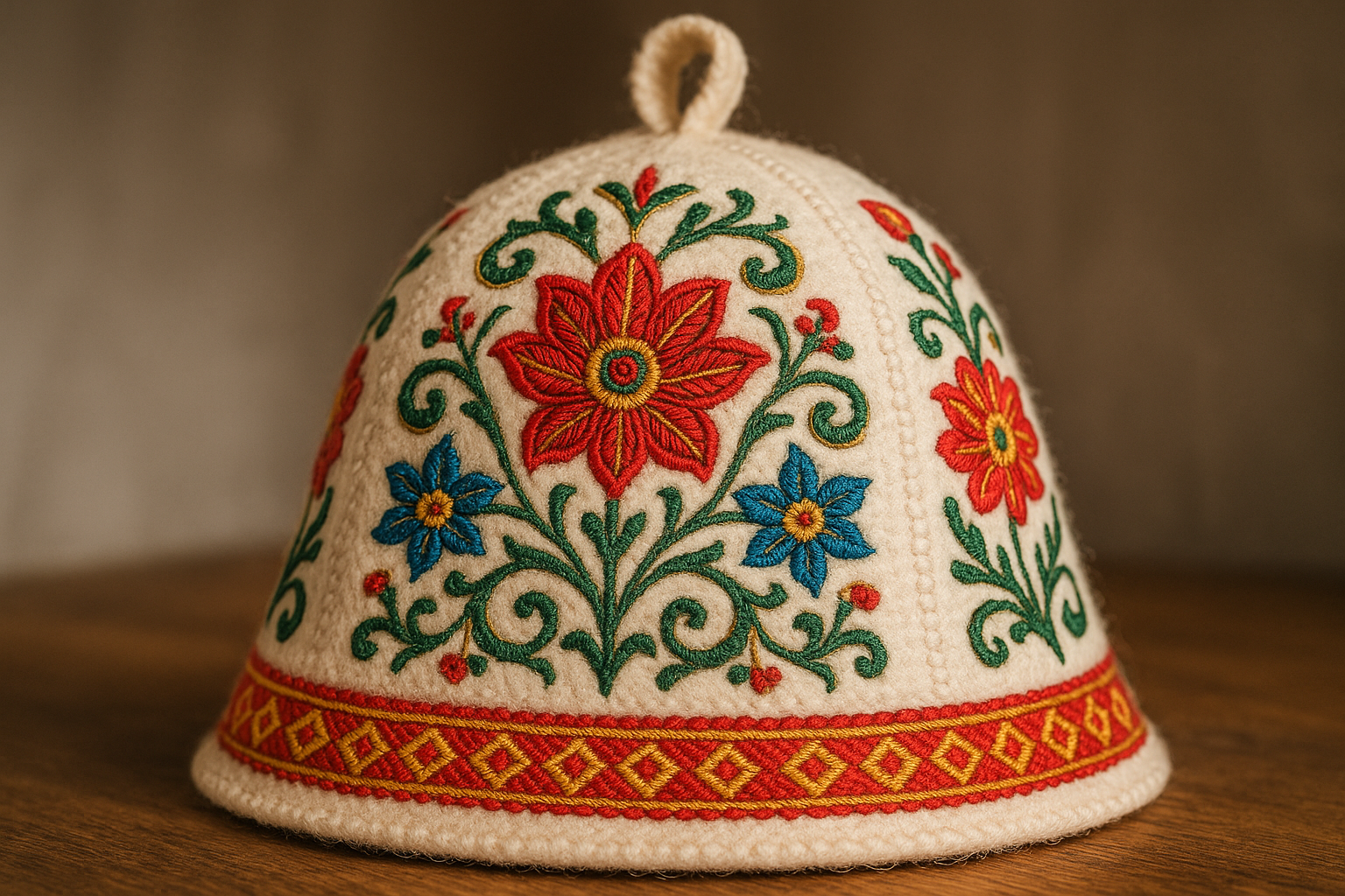 PLESIU Eden Ukraine Wool Sauna Hat Embroidered in Russian JIT Horosho