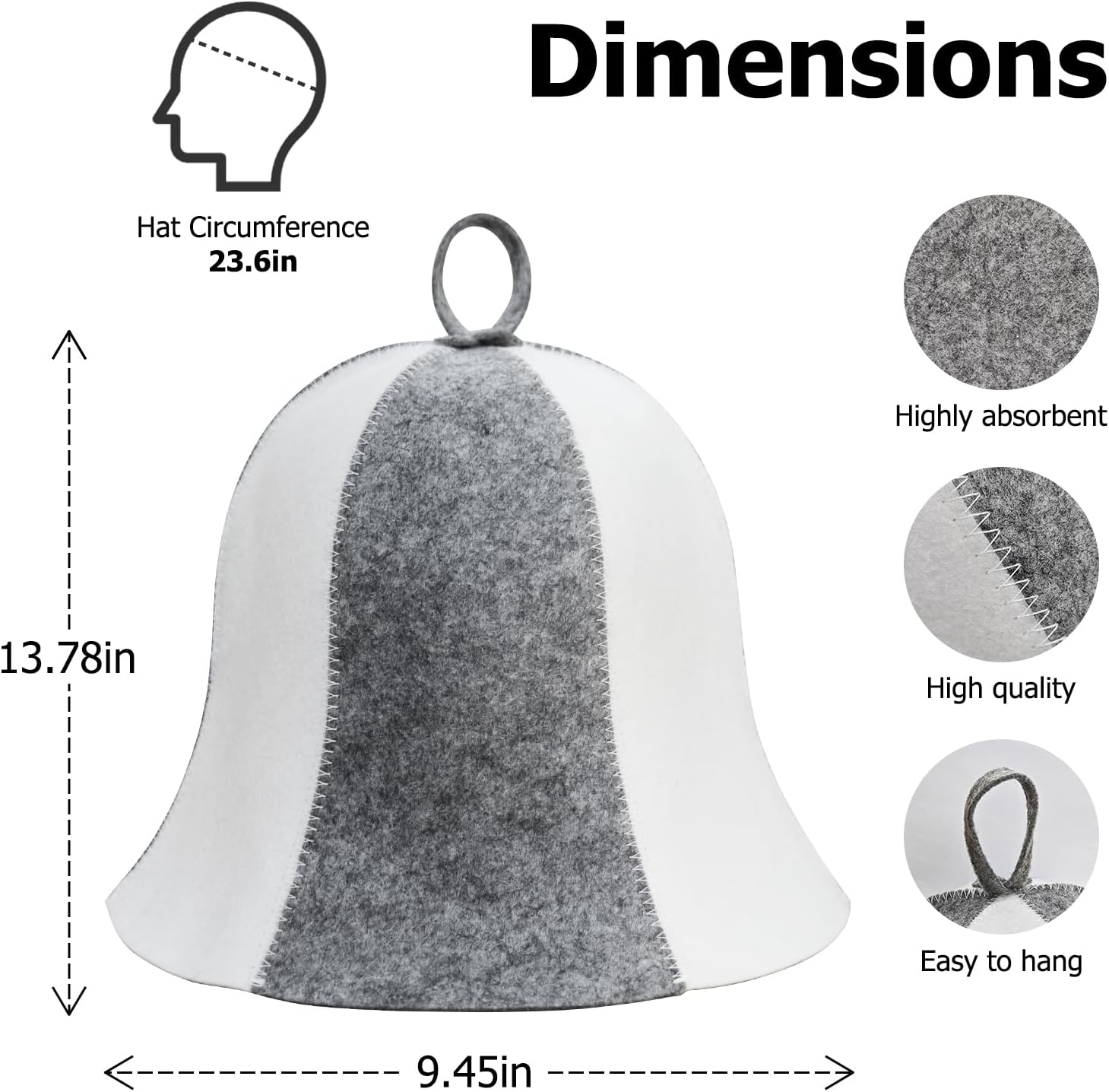 Sauna Hat, Felt Sauna Hat for Women and Men, Protect Hair, Stay in Sauna Longer, Enhance Sauna Benefits, Regulate